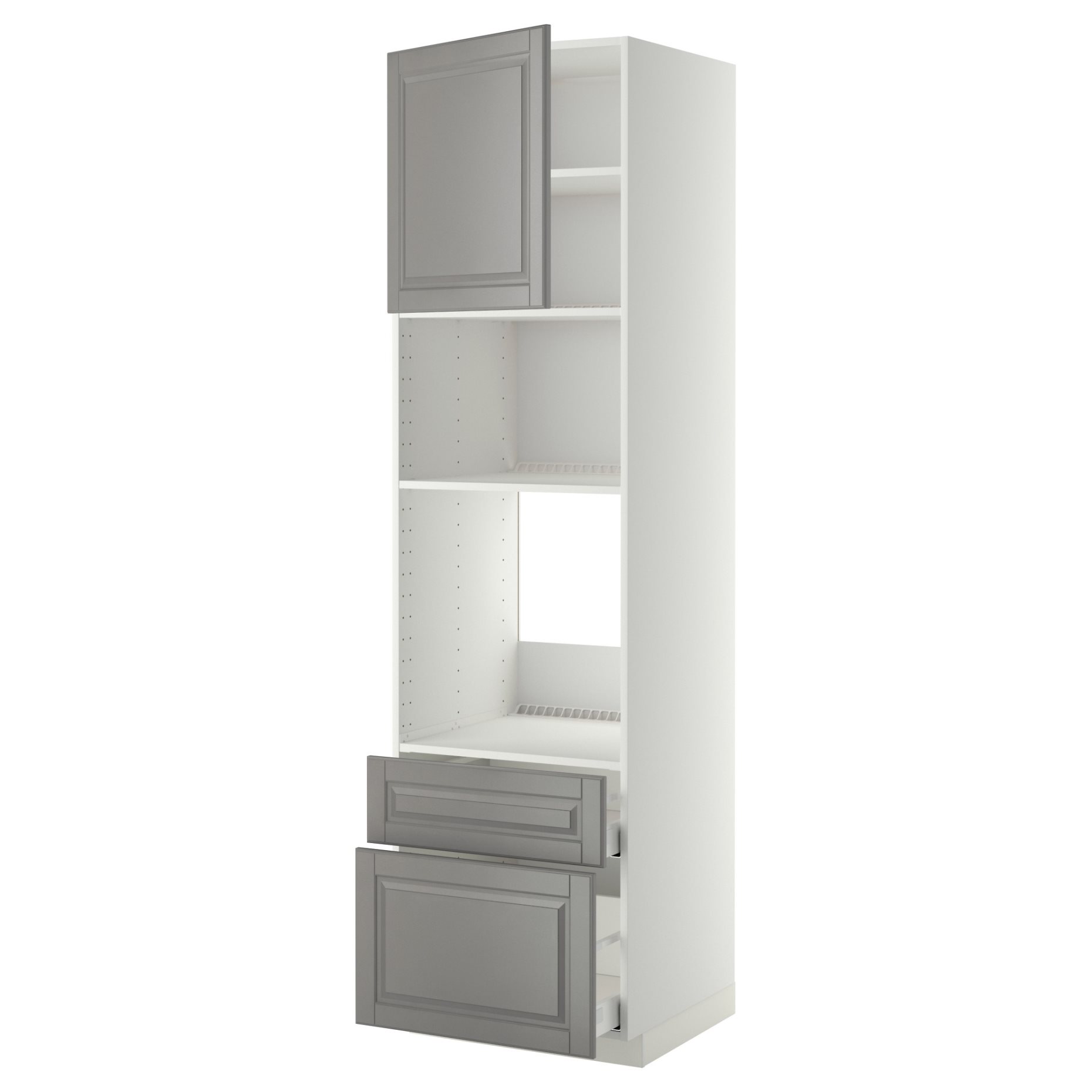 METOD, high cabinet for oven/microwave with door/2 drawers, 60x60x220 cm, 194.693.56