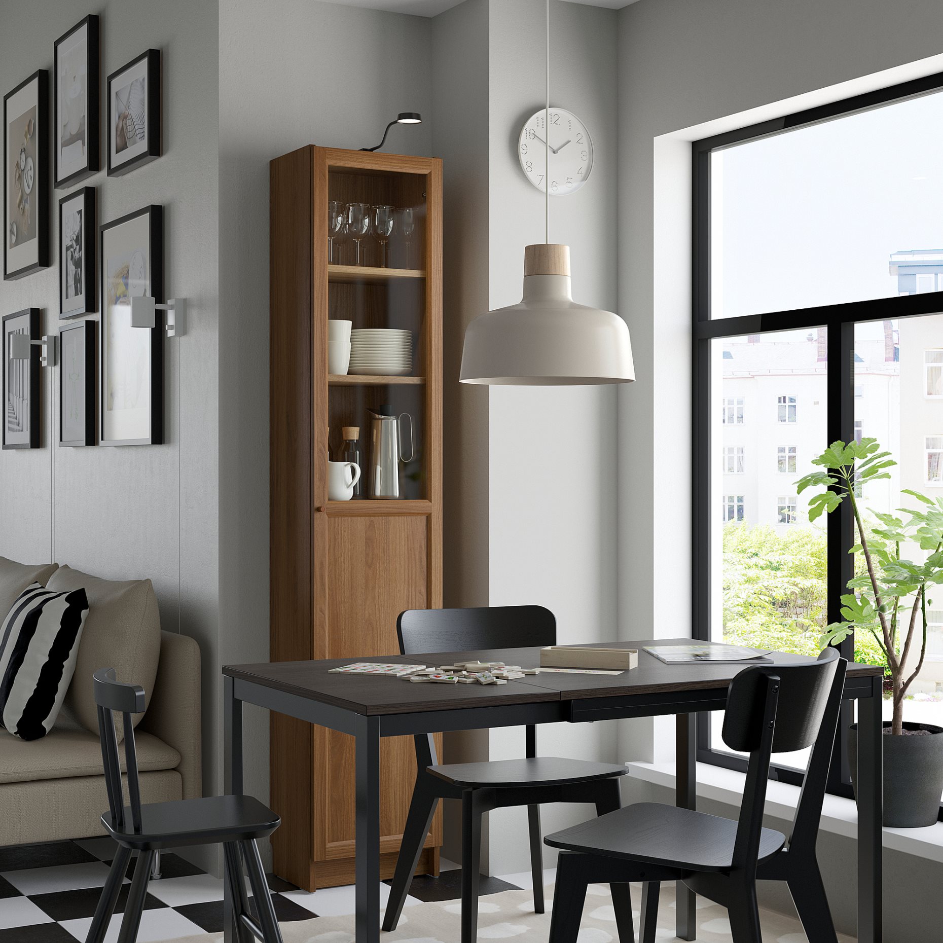 BILLY/OXBERG, bookcase with panel/glass door, 40x30x202 cm, 194.833.38