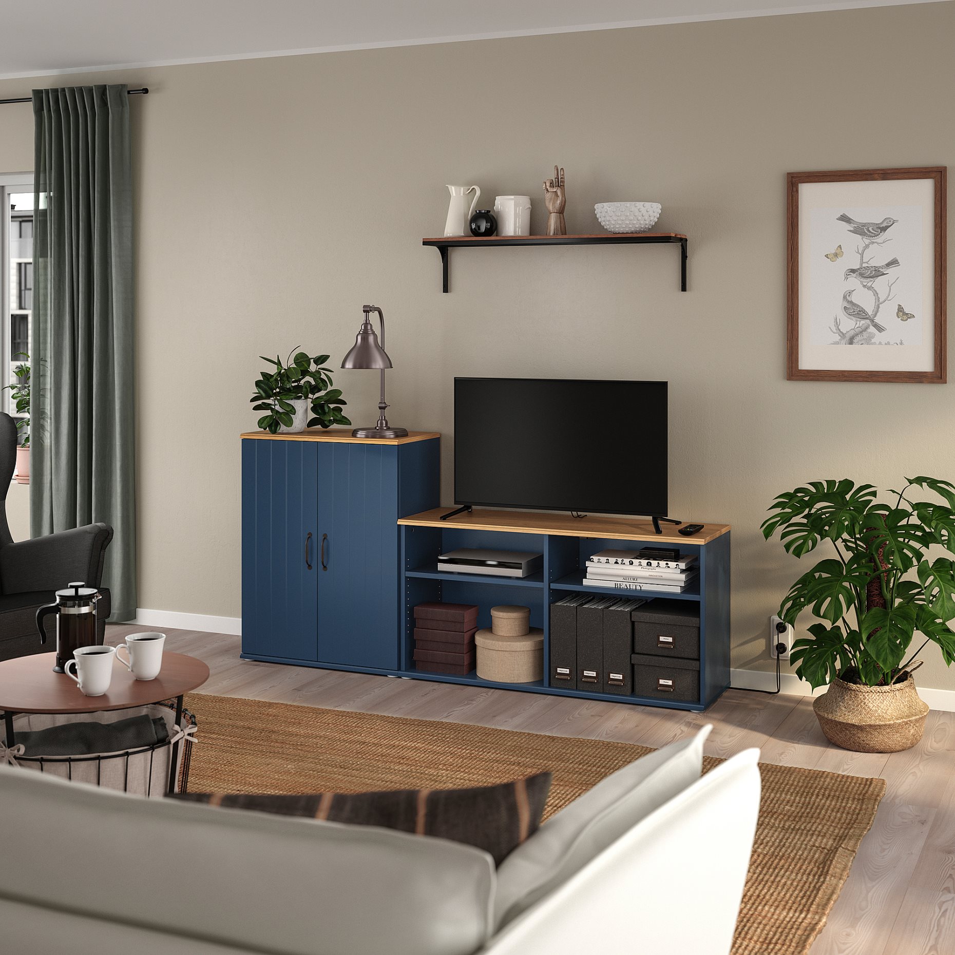 SKRUVBY, σύνθεση αποθήκευσης TV, 188x38x90 cm, 194.945.96