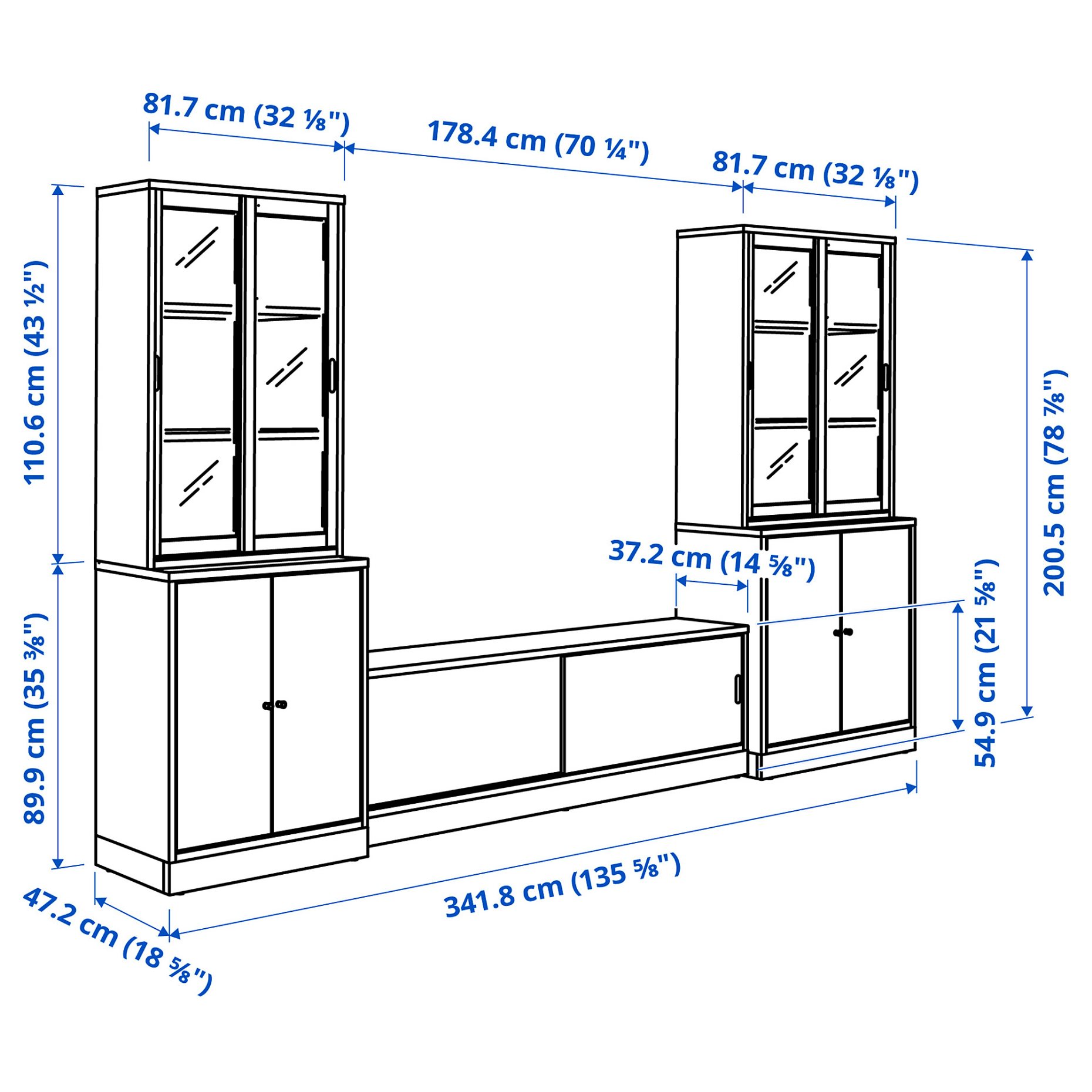 TONSTAD, TV storage combination, 342x47x201 cm, 195.150.61