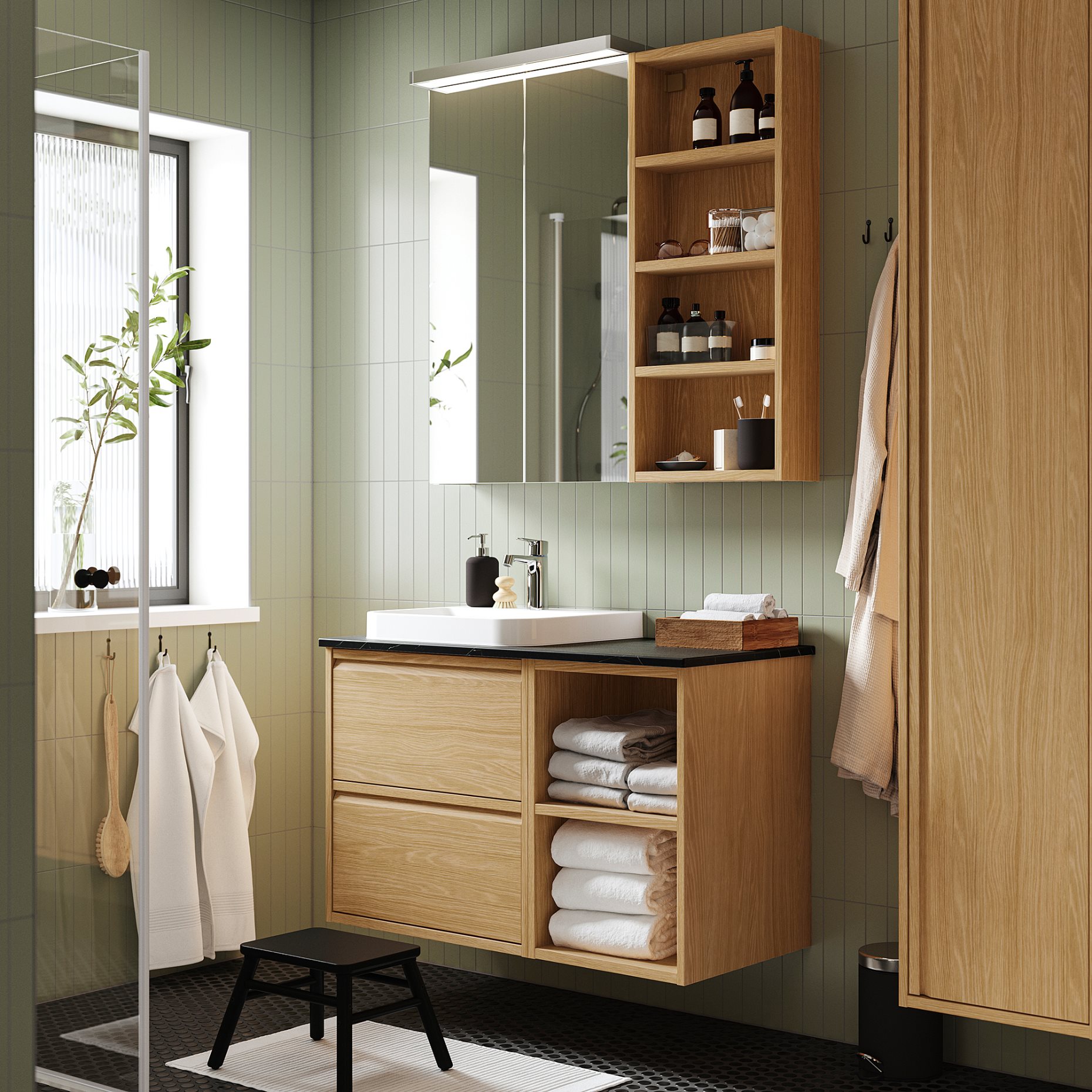 ANGSJON/BACKSJON, έπιπλο νιπτήρα/νιπτήρας/μπαταρία, 102x49x71 cm, 195.284.45