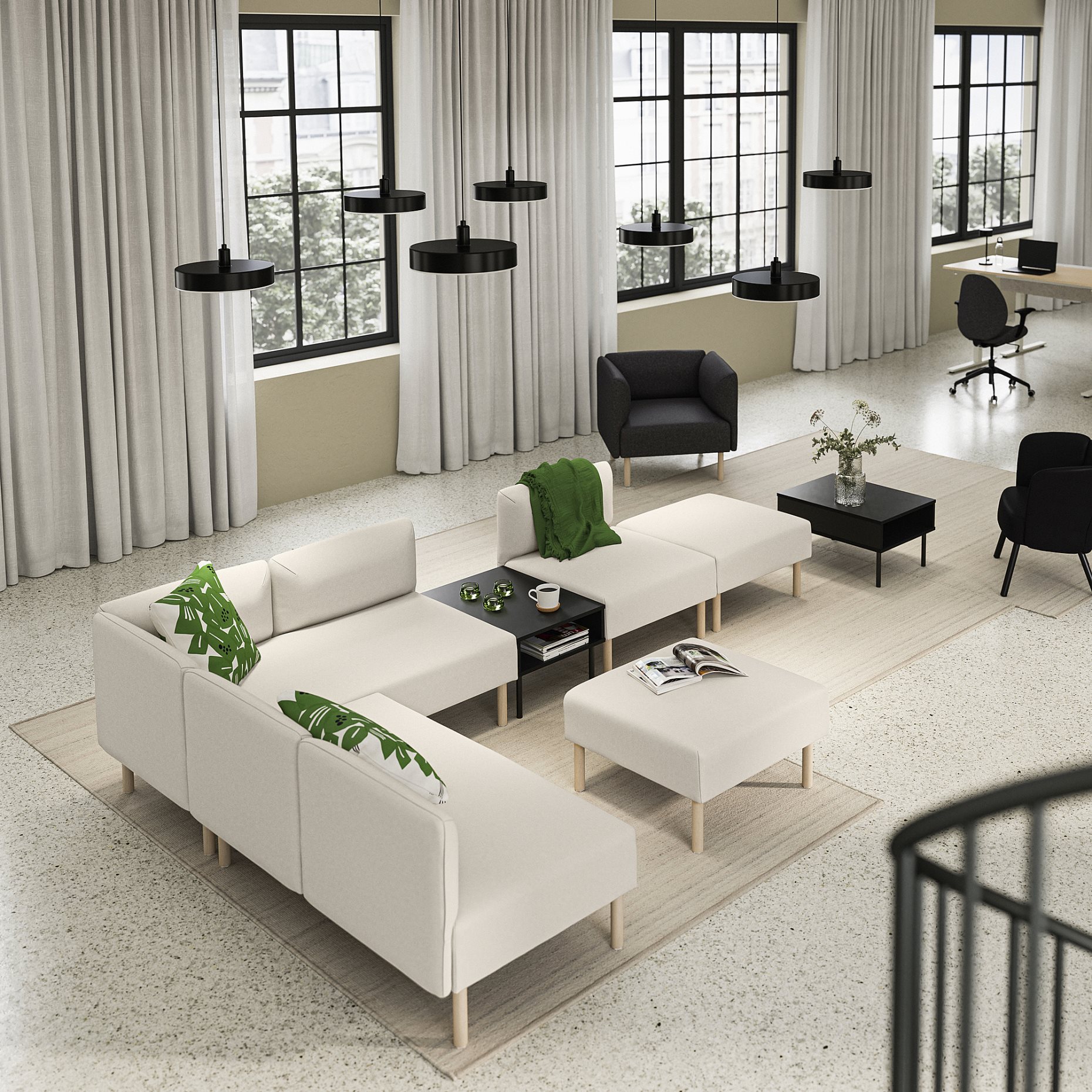 LILLEHEM, 6-seat modular sofa with side table, 195.710.47