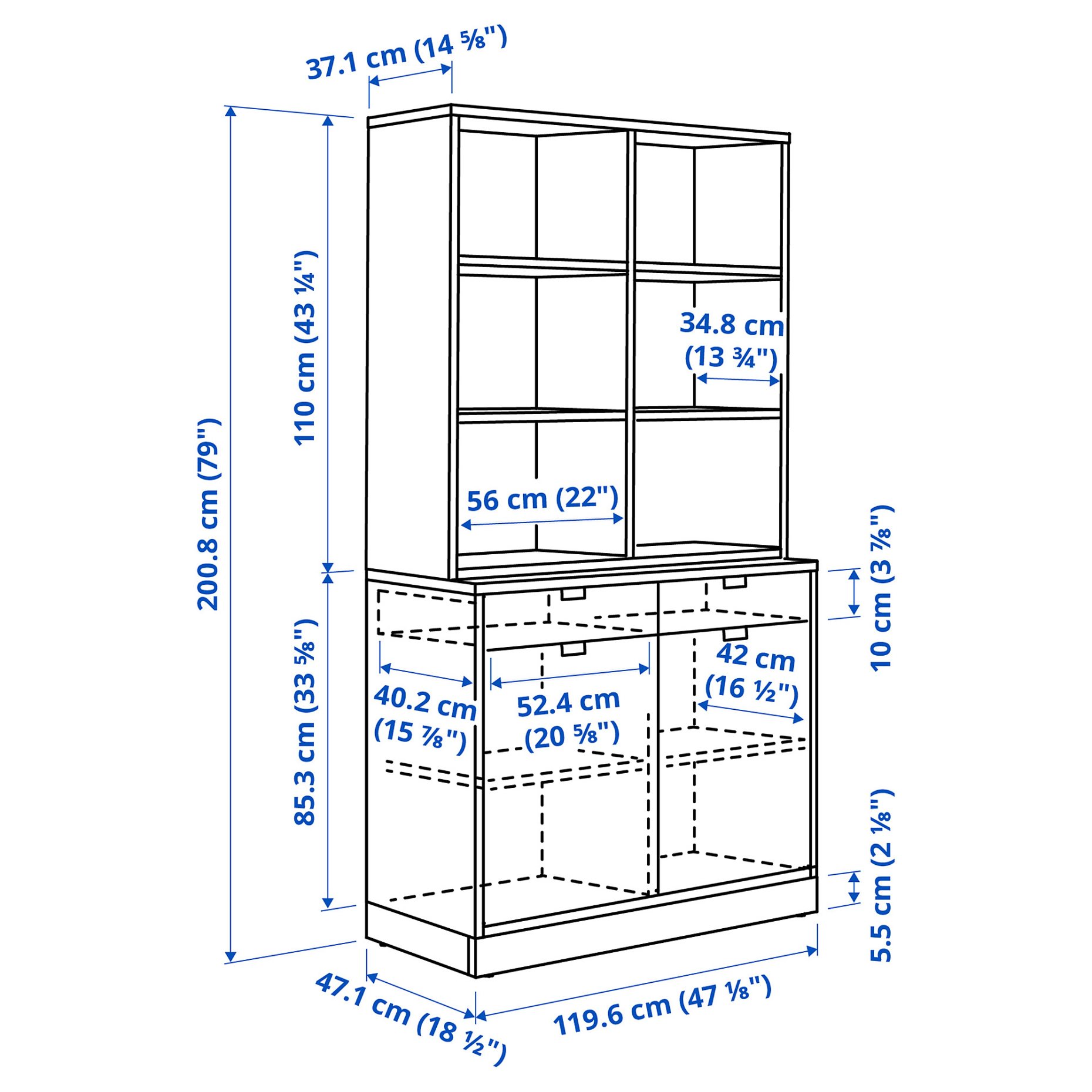 TONSTAD, storage combination, 120x47x201 cm, 195.717.64