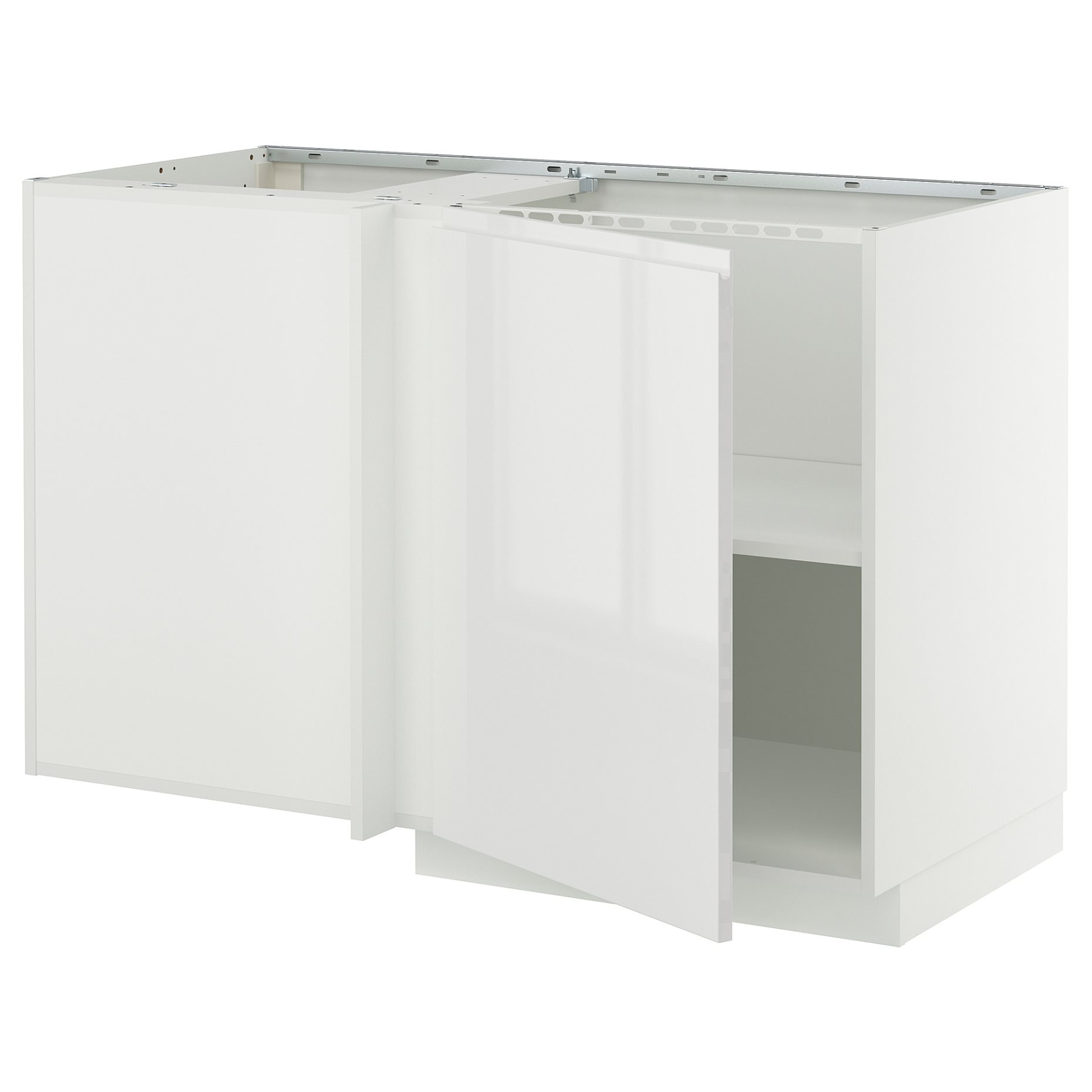 METOD corner base cabinet with shelf, 128x68 cm 19585054