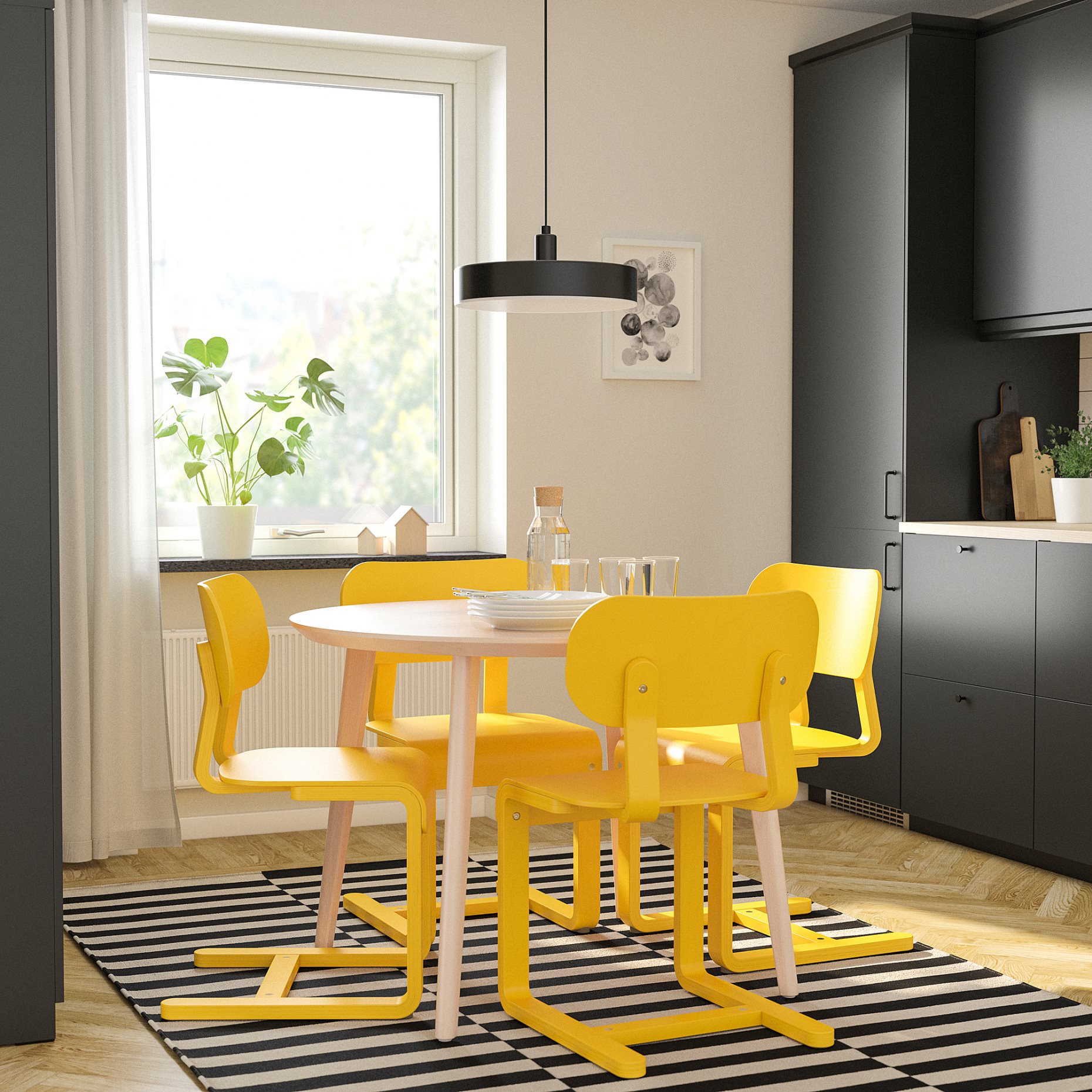 LISABO/LYCKAN, τραπέζι και 4 καρέκλες, 195.902.63