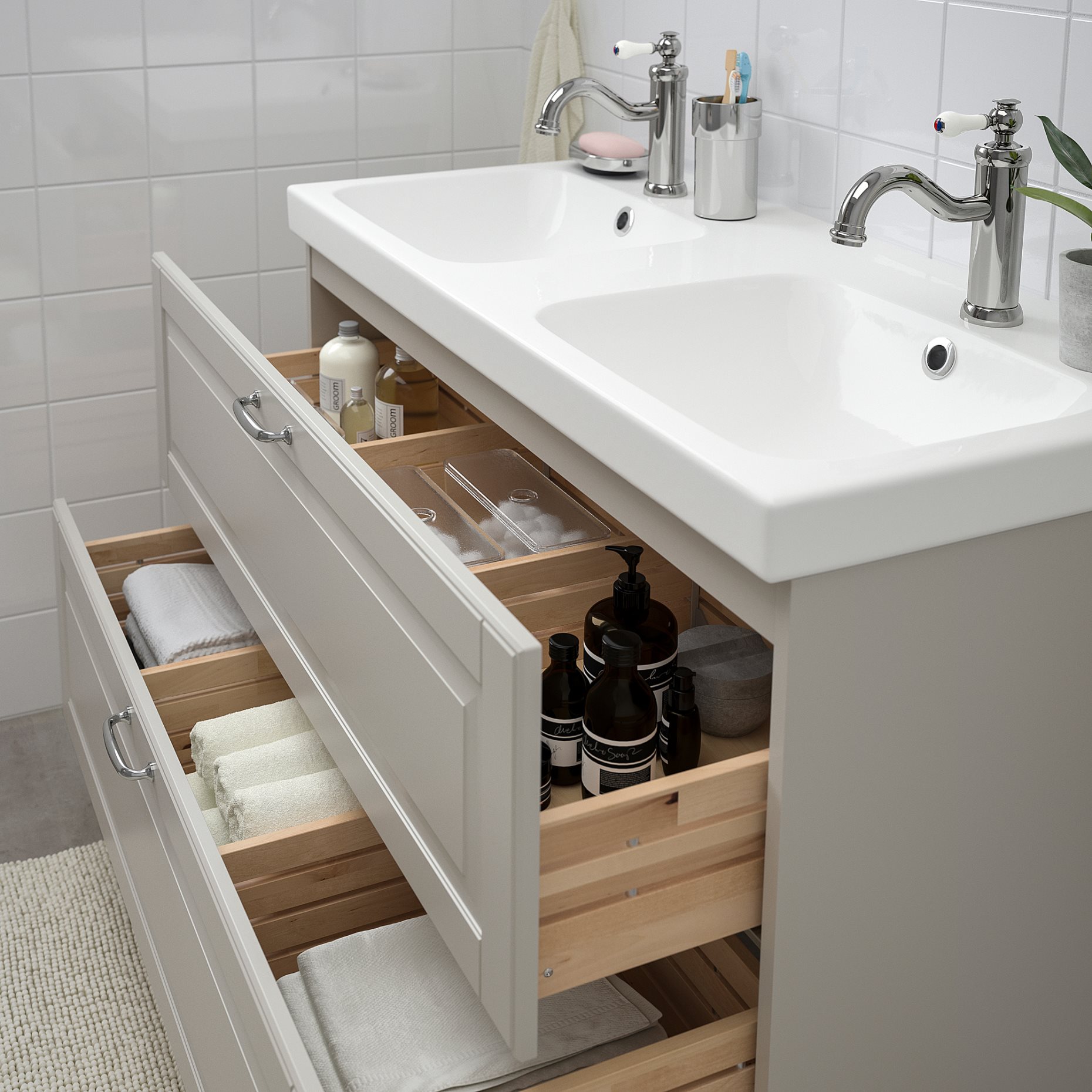 GODMORGON, βάση νιπτήρα με 2 συρτάρια, 203.876.56