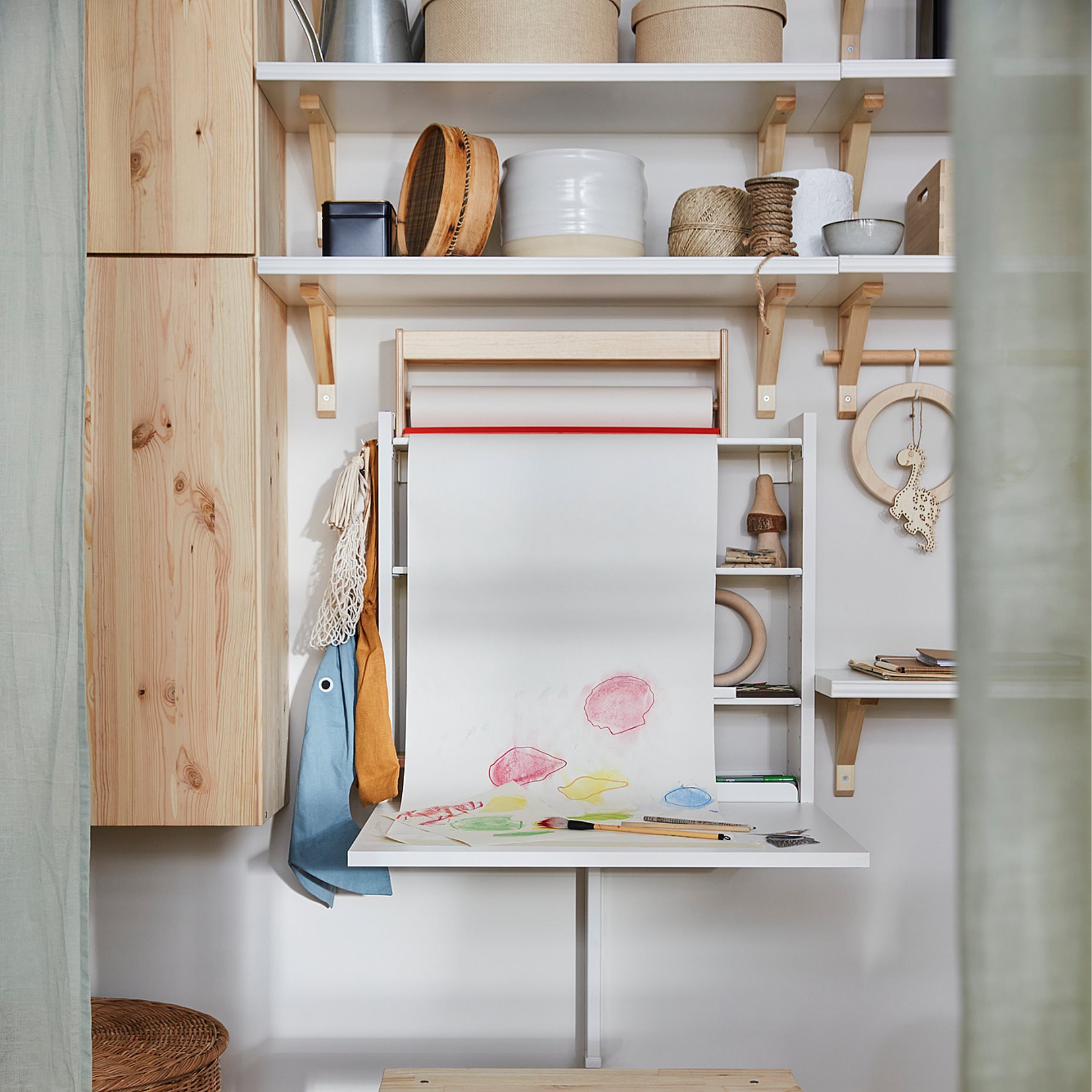 NORBERG, πτυσσόμενο τραπέζι τοίχου με αποθήκευση, 64x60 cm, 204.979.28