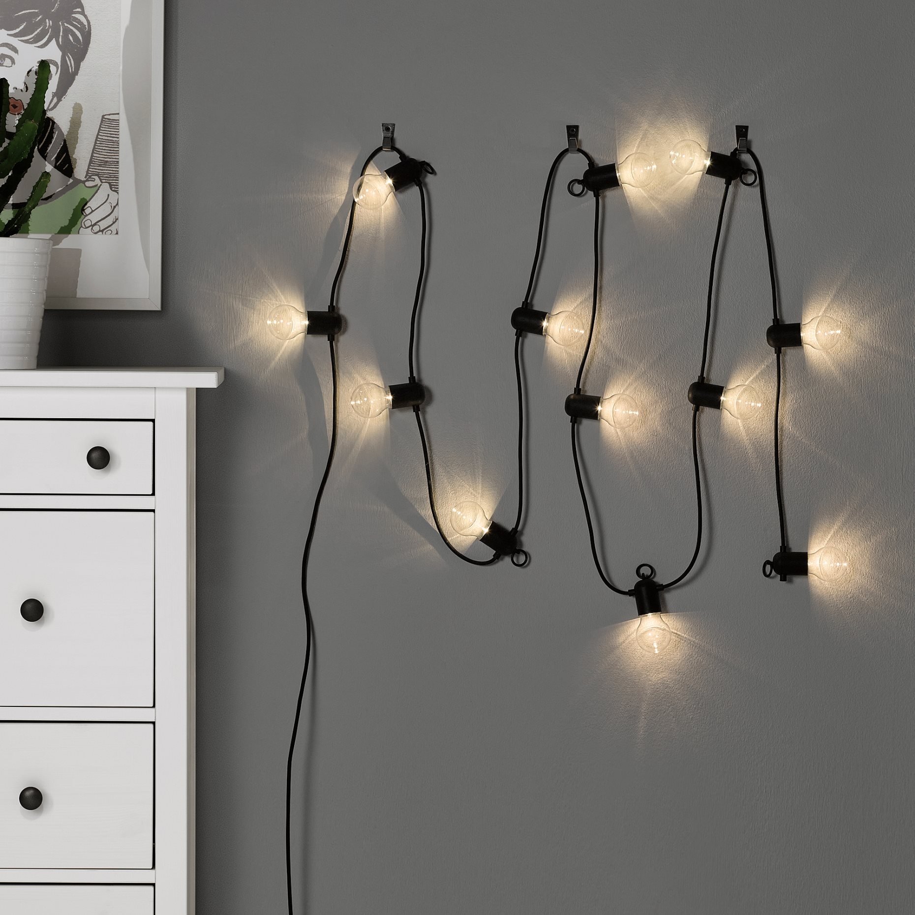 SVARTRÅ, lighting chain/12 lights with built-in LED light source/outdoor, 205.218.05