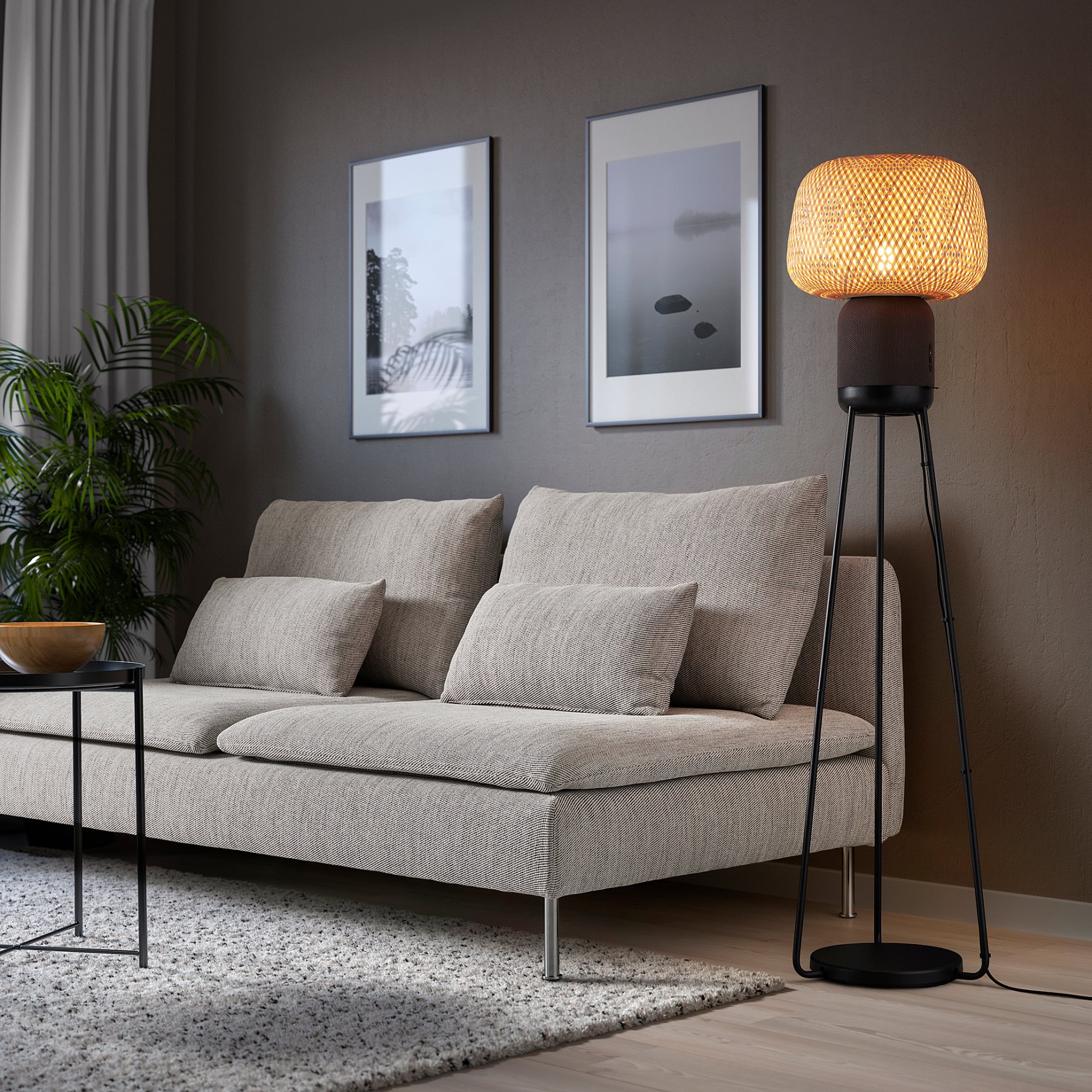SYMFONISK, floor lamp with WiFi speaker/smart, 205.282.89