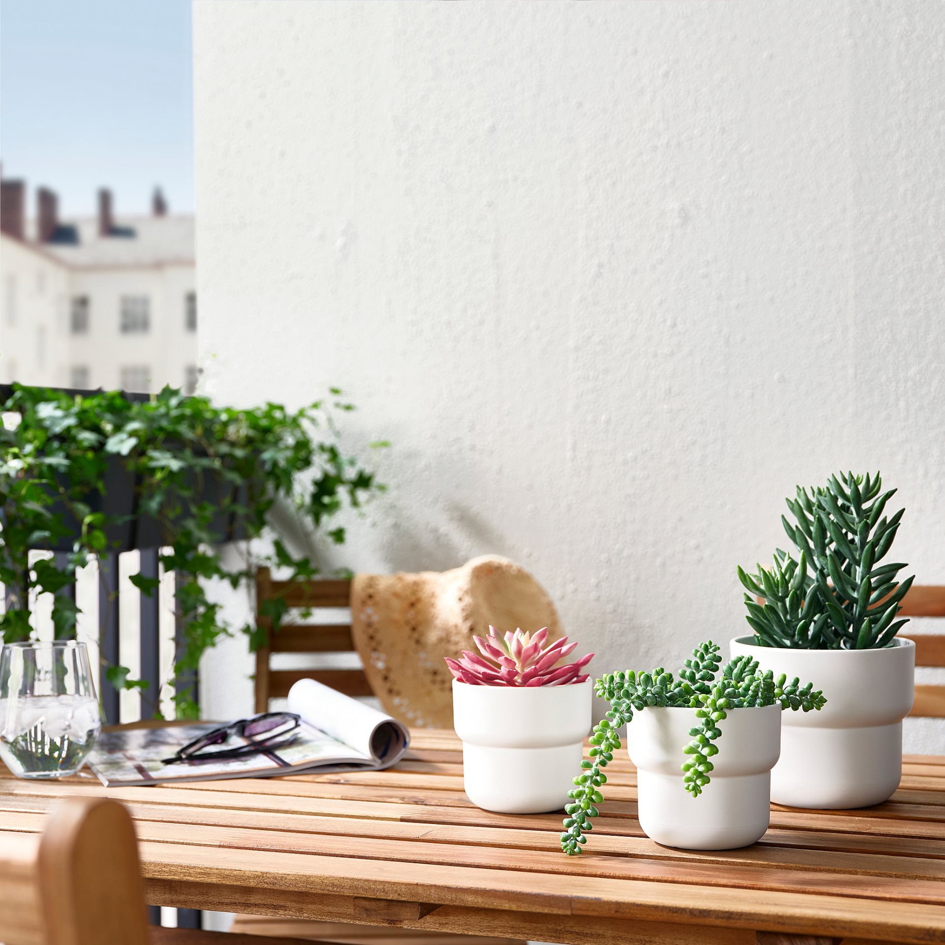 FEJKA, artificial potted plant/in/outdoor Succulent, set of 3, 205.380.14