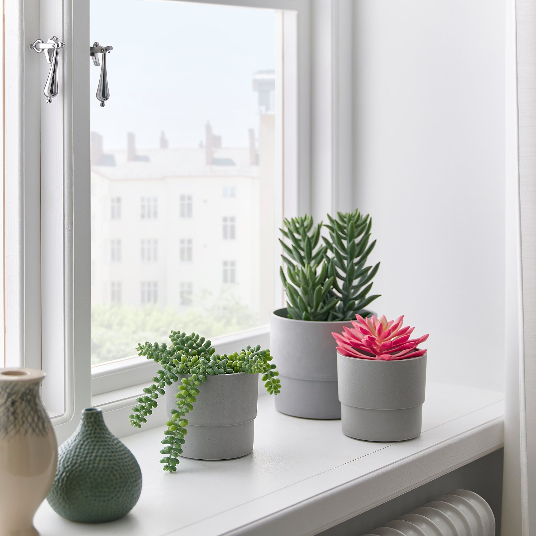 FEJKA, artificial potted plant/in/outdoor Succulent, set of 3, 205.380.14