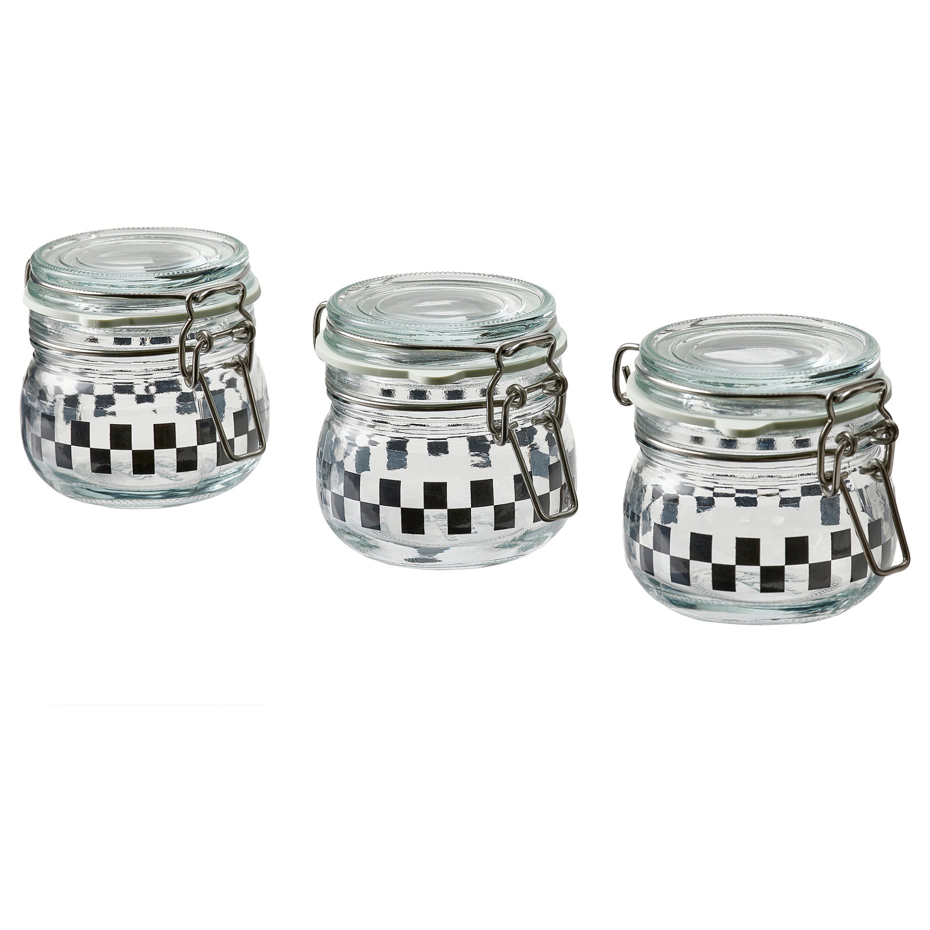 KORKEN, jar with lid/check pattern, 13 cl, 205.646.87