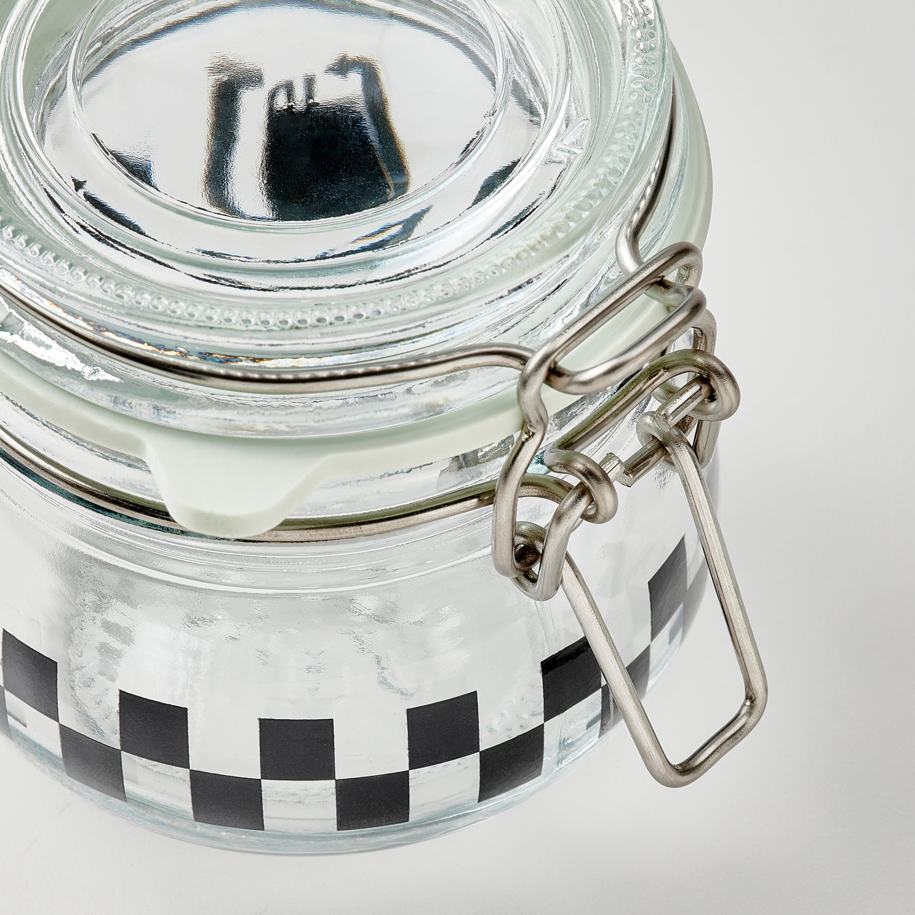 KORKEN, jar with lid/check pattern, 13 cl, 205.646.87