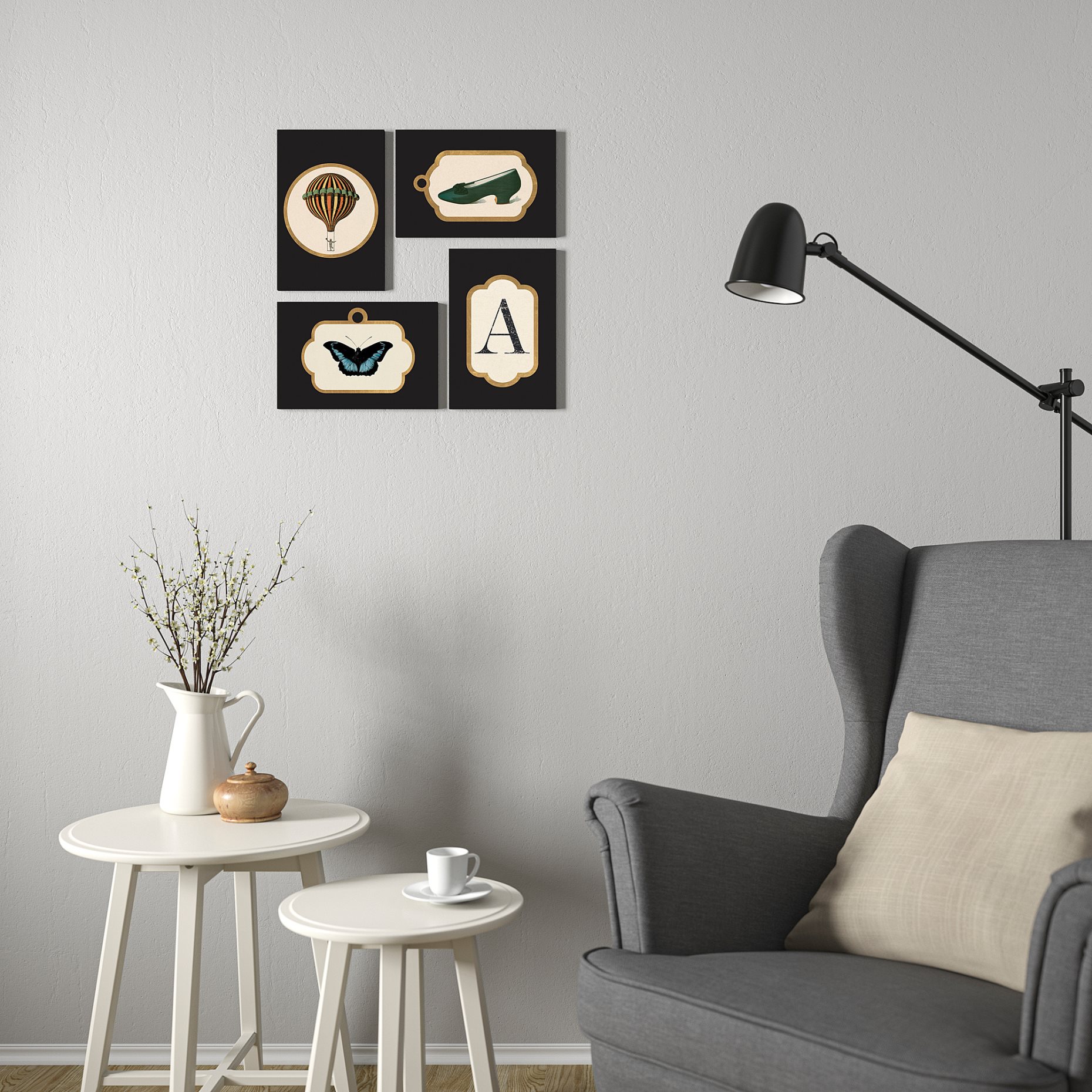 GRÖNBY, picture/Vintage ephemera, set of 4, 205.788.73