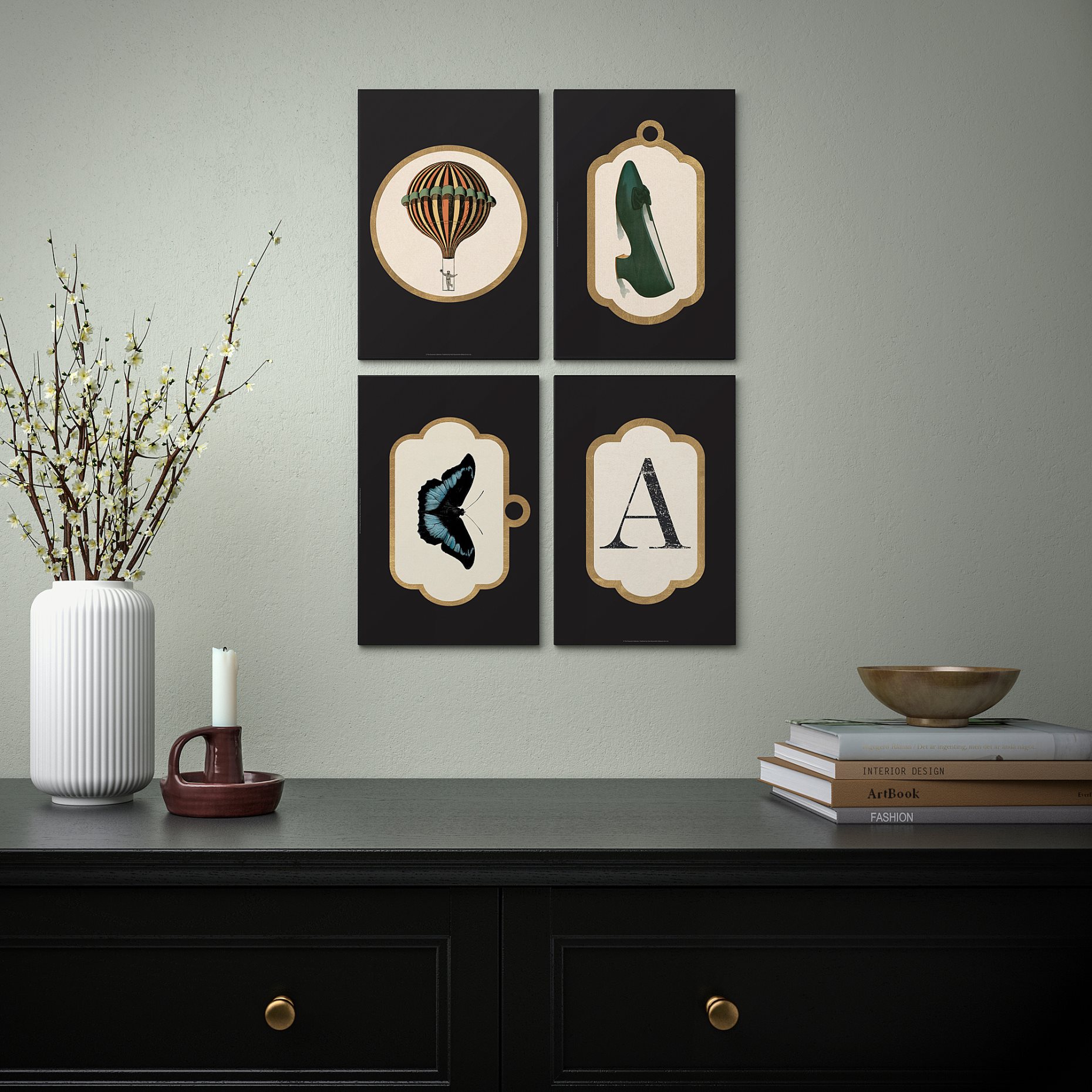 GRÖNBY, picture/Vintage ephemera, set of 4, 205.788.73