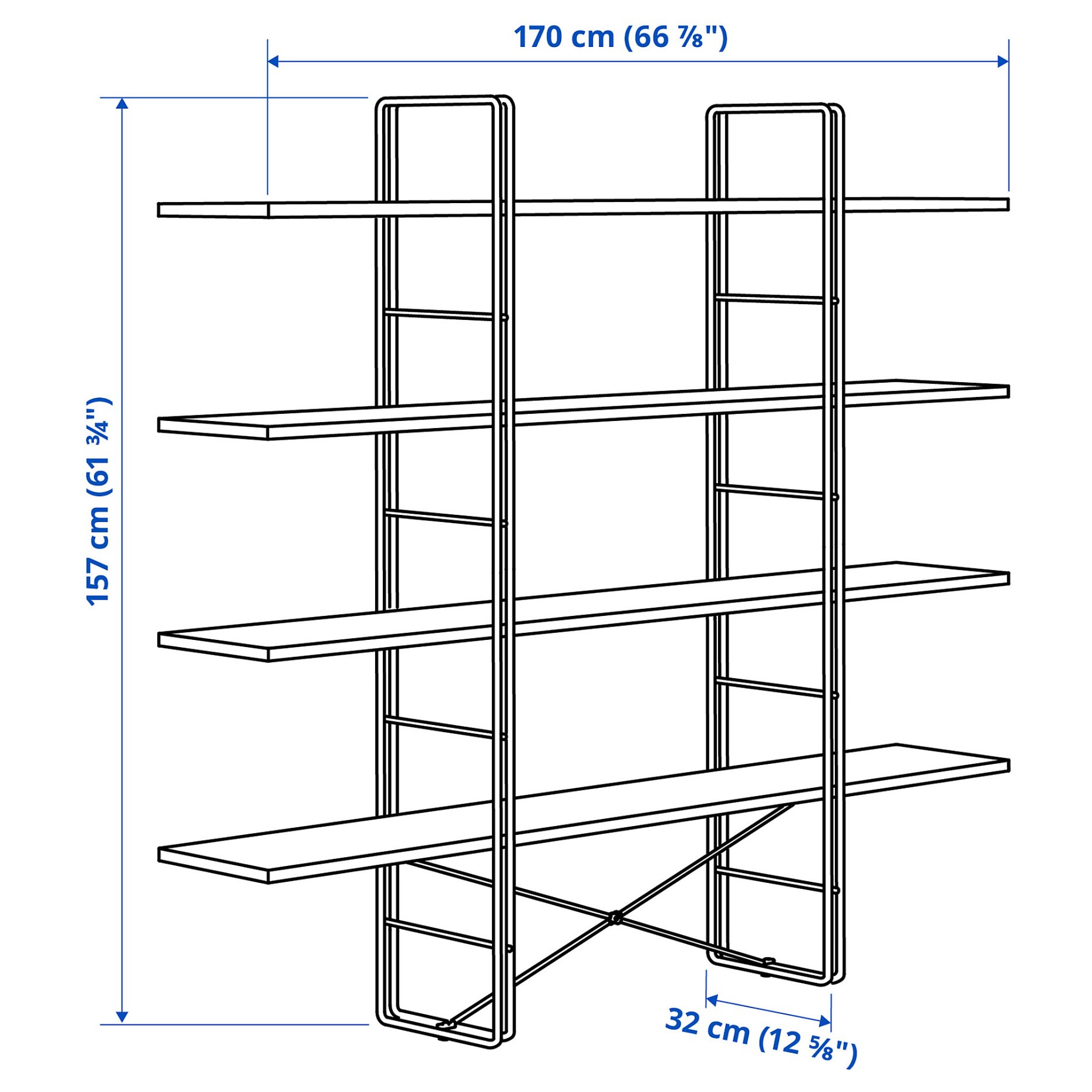 BYAKORRE, open shelving unit, 170x157 cm, 205.864.58