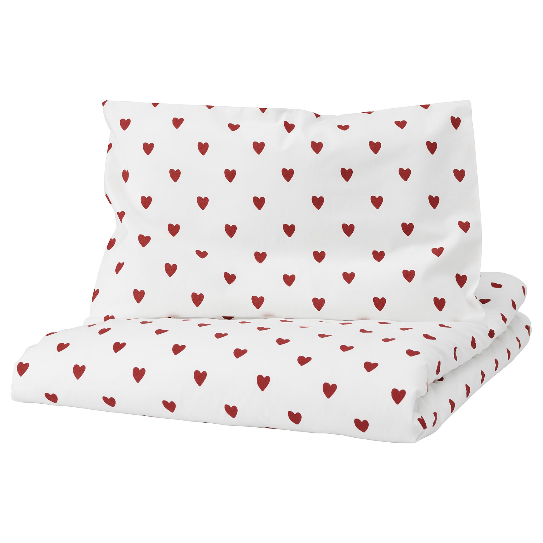 BARNDRÖM, duvet cover 1 pillowcase for cot/heart pattern, 110x125/35x55 cm, 205.959.00