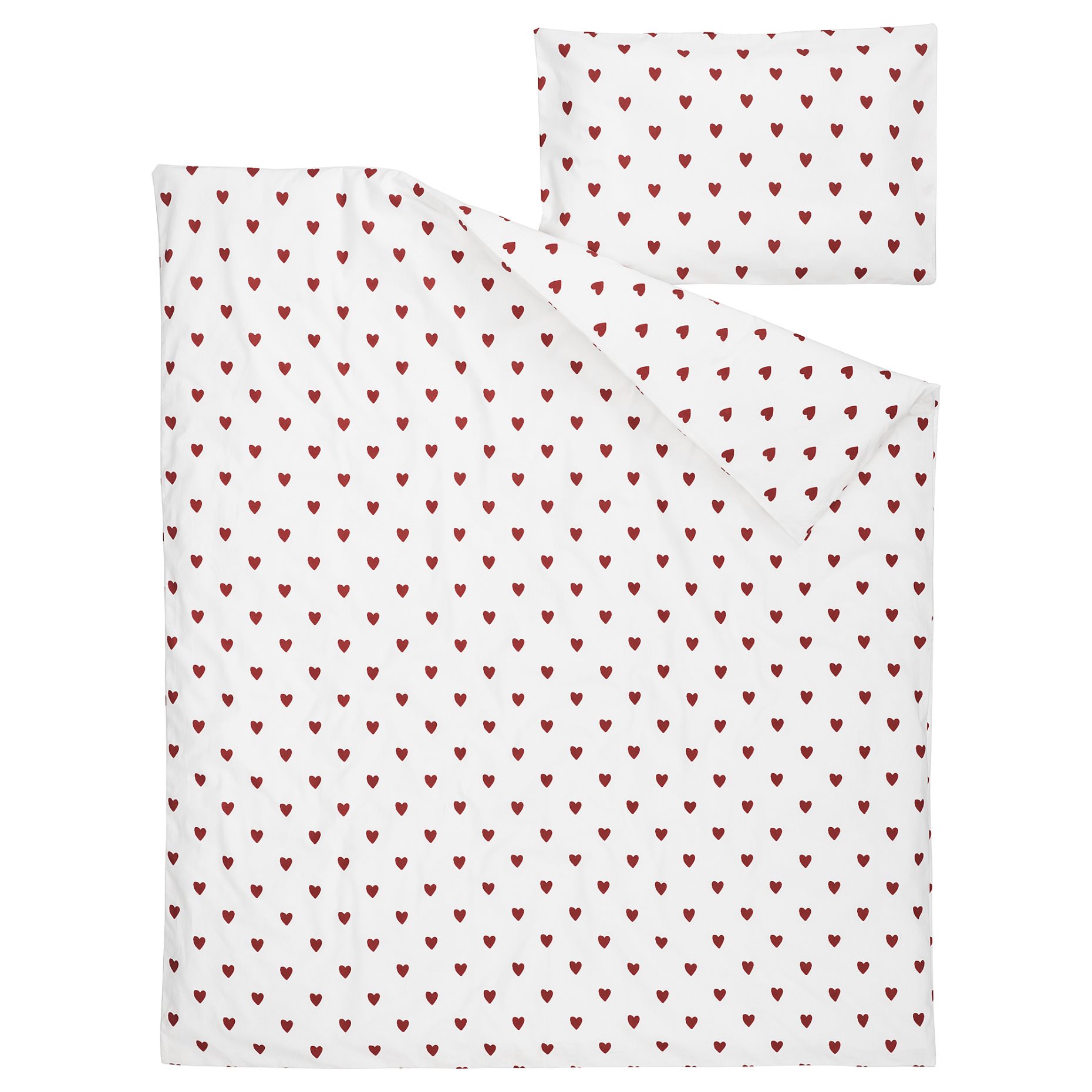 BARNDRÖM, duvet cover 1 pillowcase for cot/heart pattern, 110x125/35x55 cm, 205.959.00