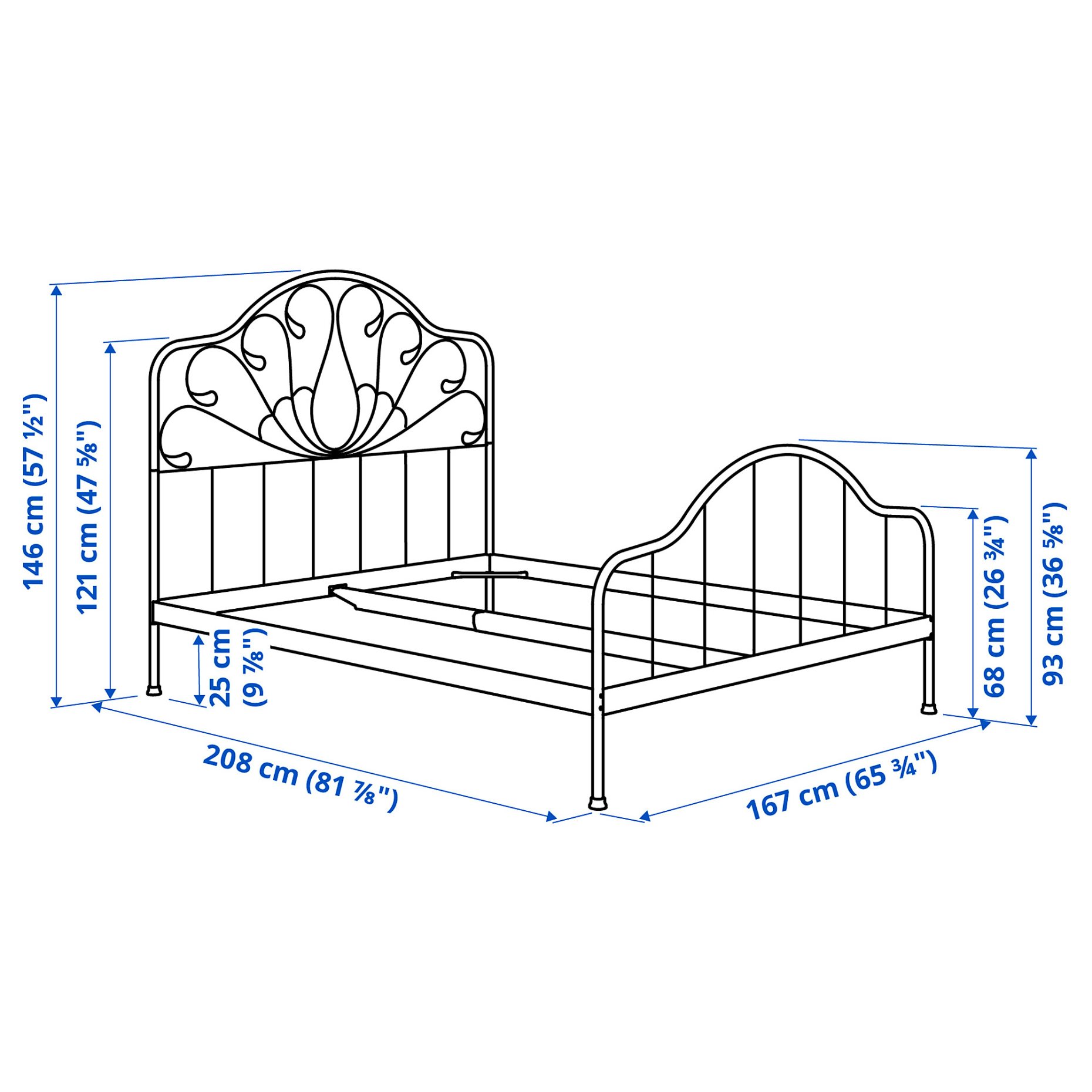 MELLGRUND, bed frame, 160x200 cm, 206.037.59
