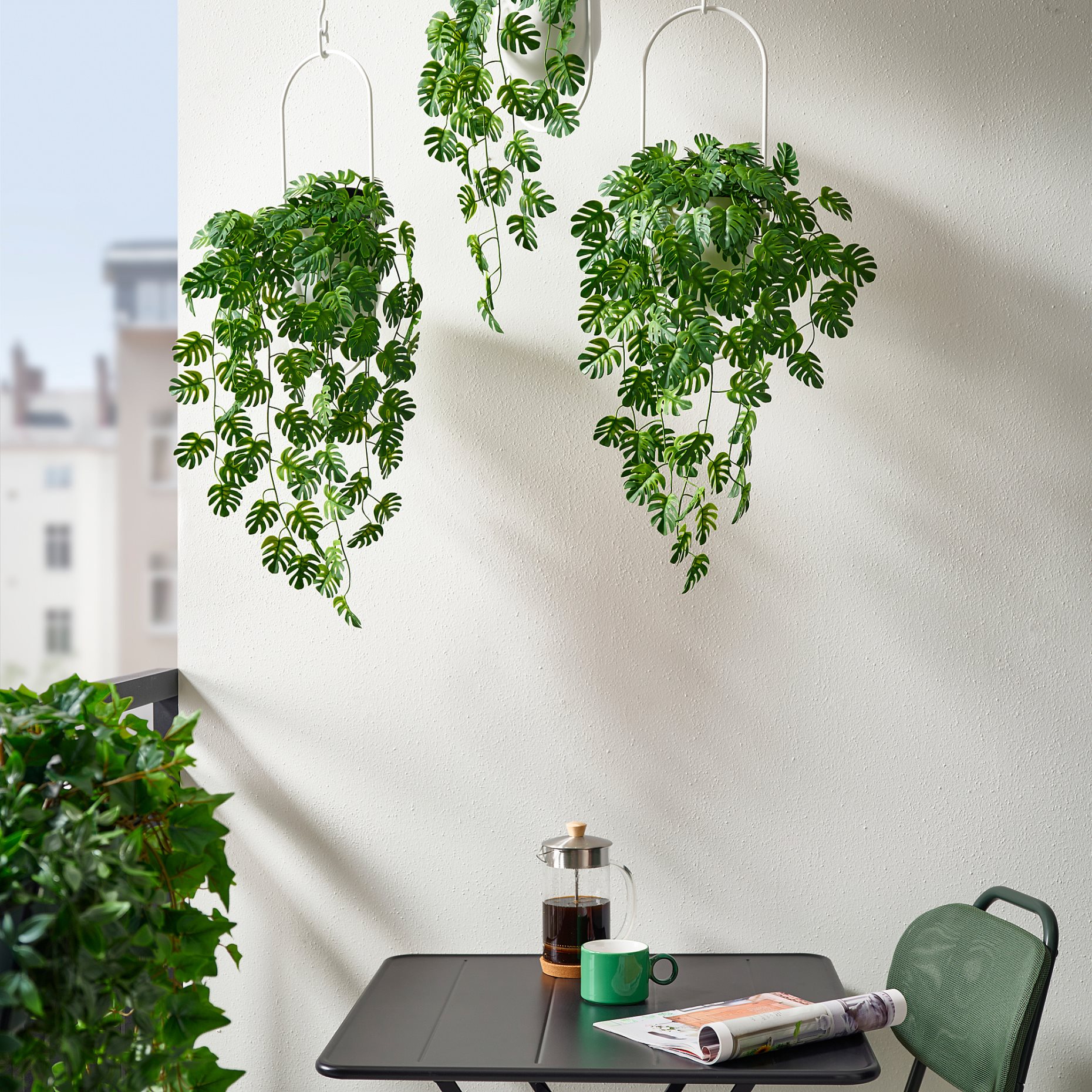 FEJKA, τεχνητό φυτό σε γλάστρα εσωτ./εξωτ. χώρου κρεμαστό/μονστέρα, 9 cm, 206.084.03