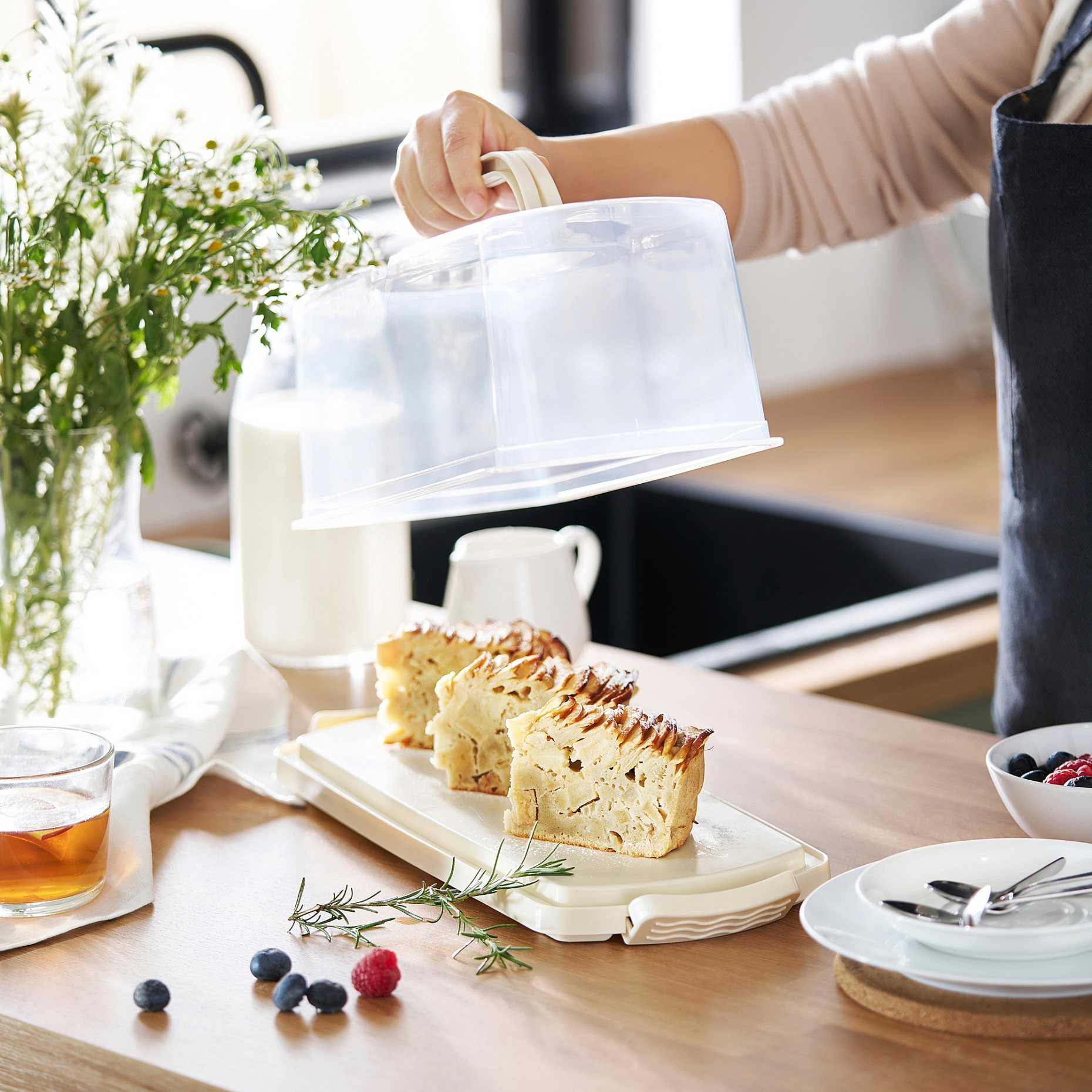 BAKTIDER, cake platter with lid, 36x16 cm, 206.338.22