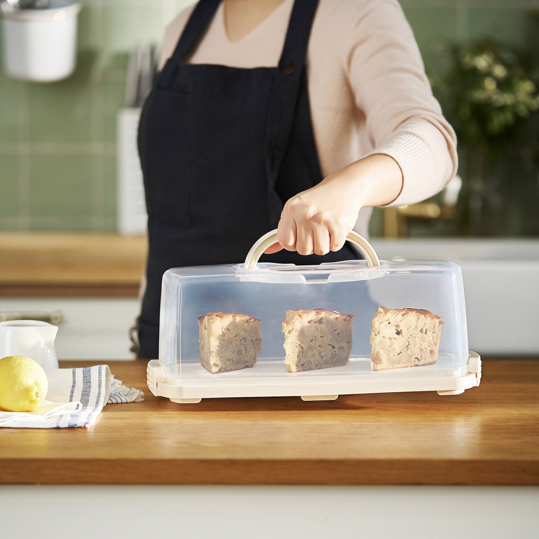 BAKTIDER, cake platter with lid, 36x16 cm, 206.338.22