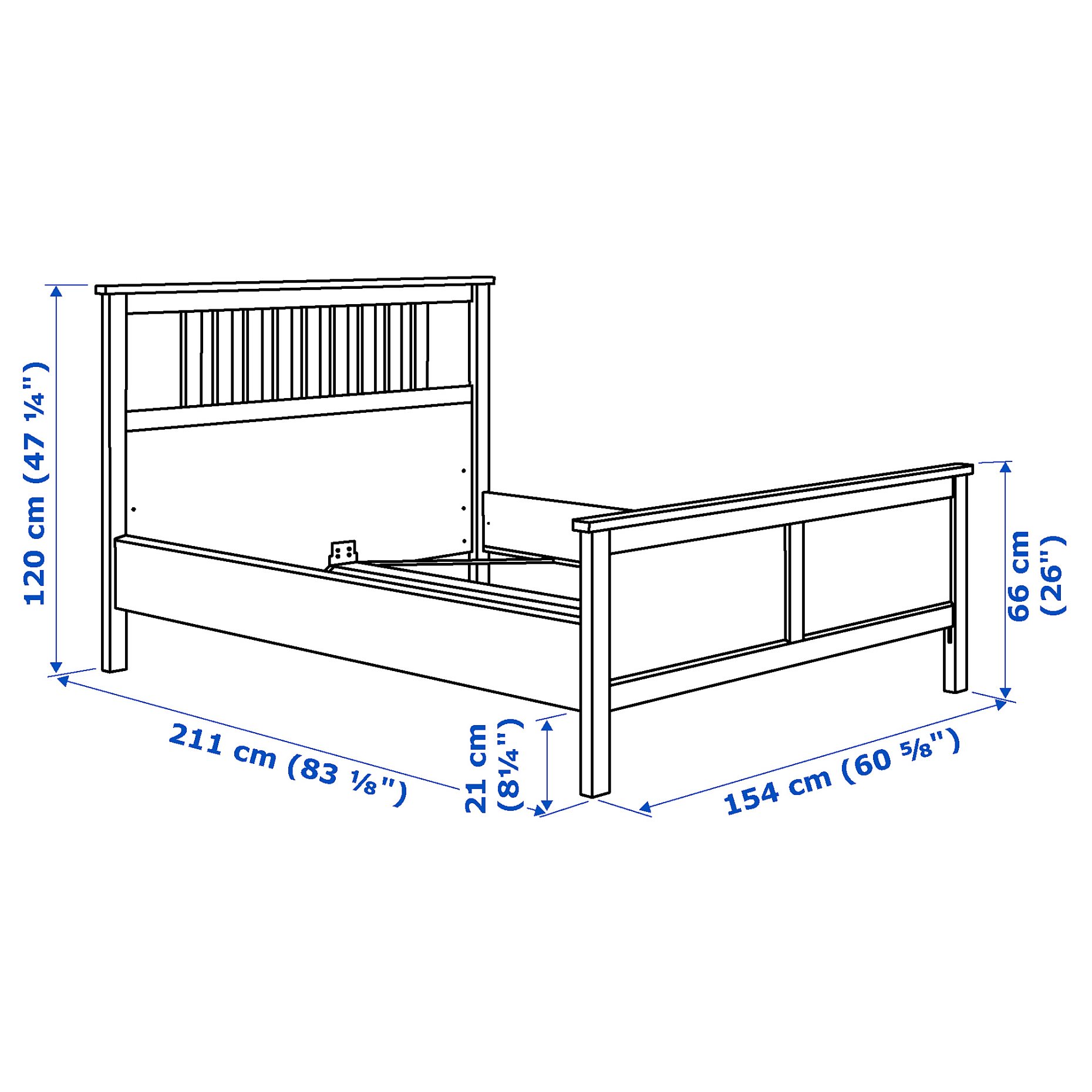 HEMNES, σκελετός κρεβατιού, 140X200 cm, 290.022.68