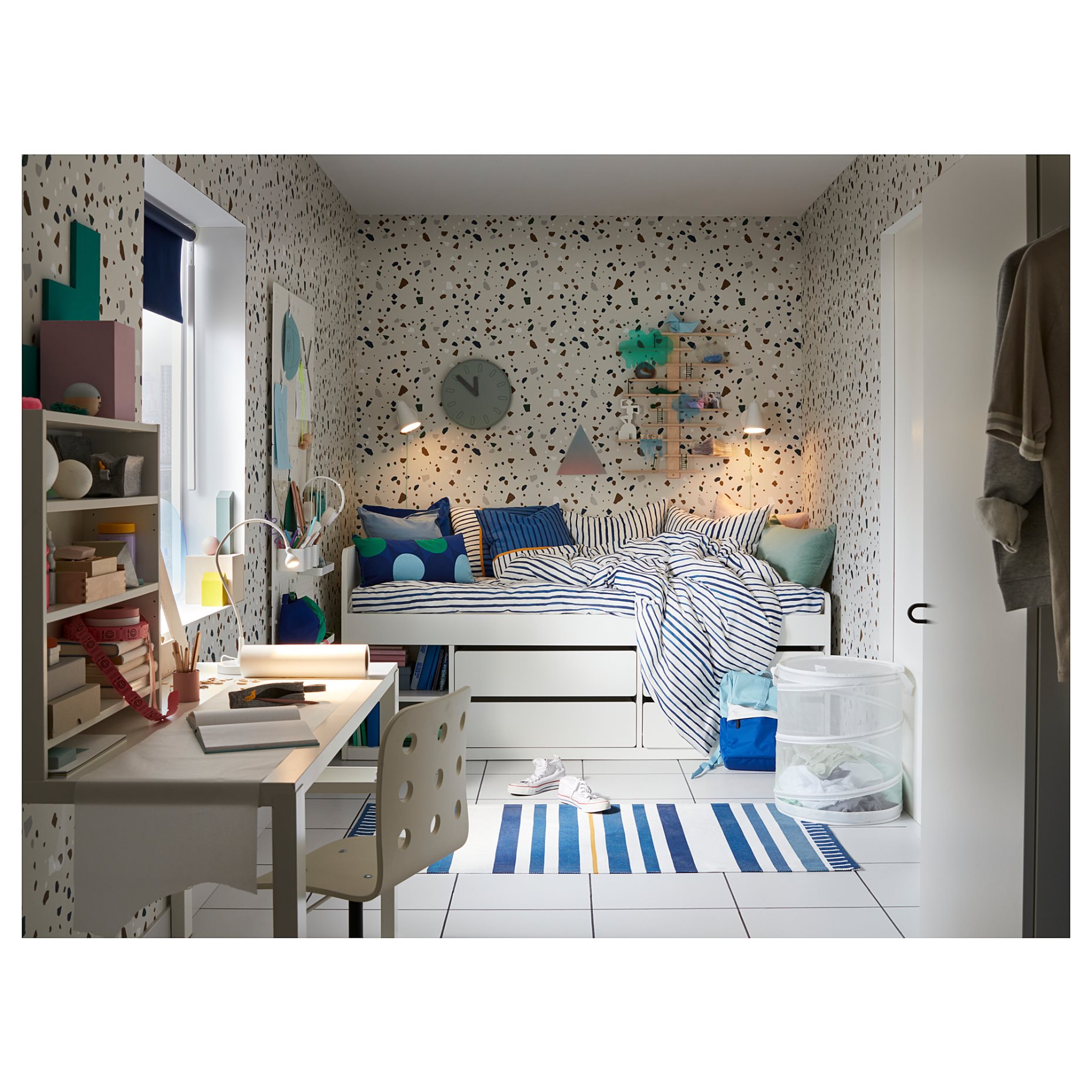 SLÄKT, bed frame with storage+slatted bedbase, 292.919.56