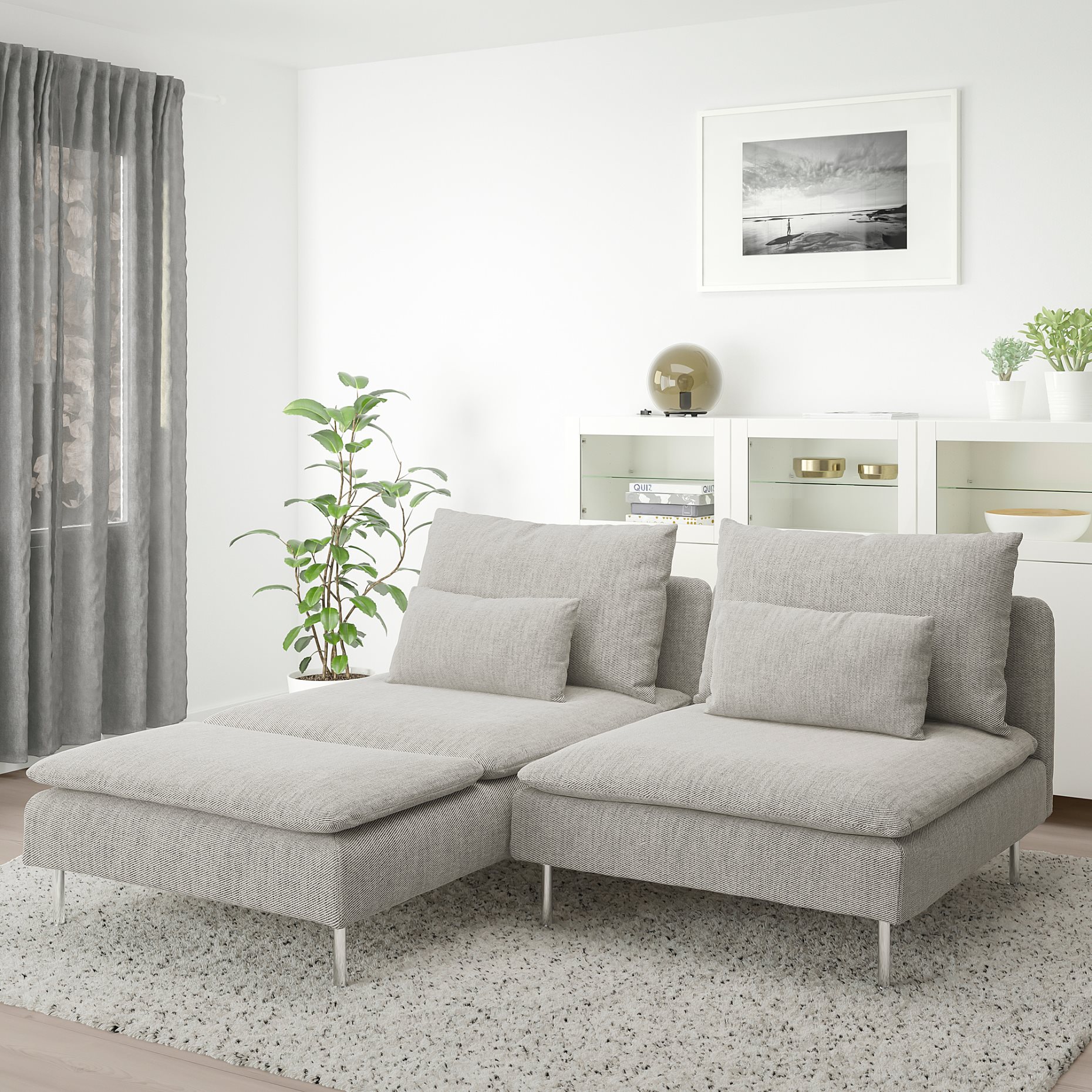 SÖDERHAMN, 2-seat sofa with chaise longue, 293.057.60
