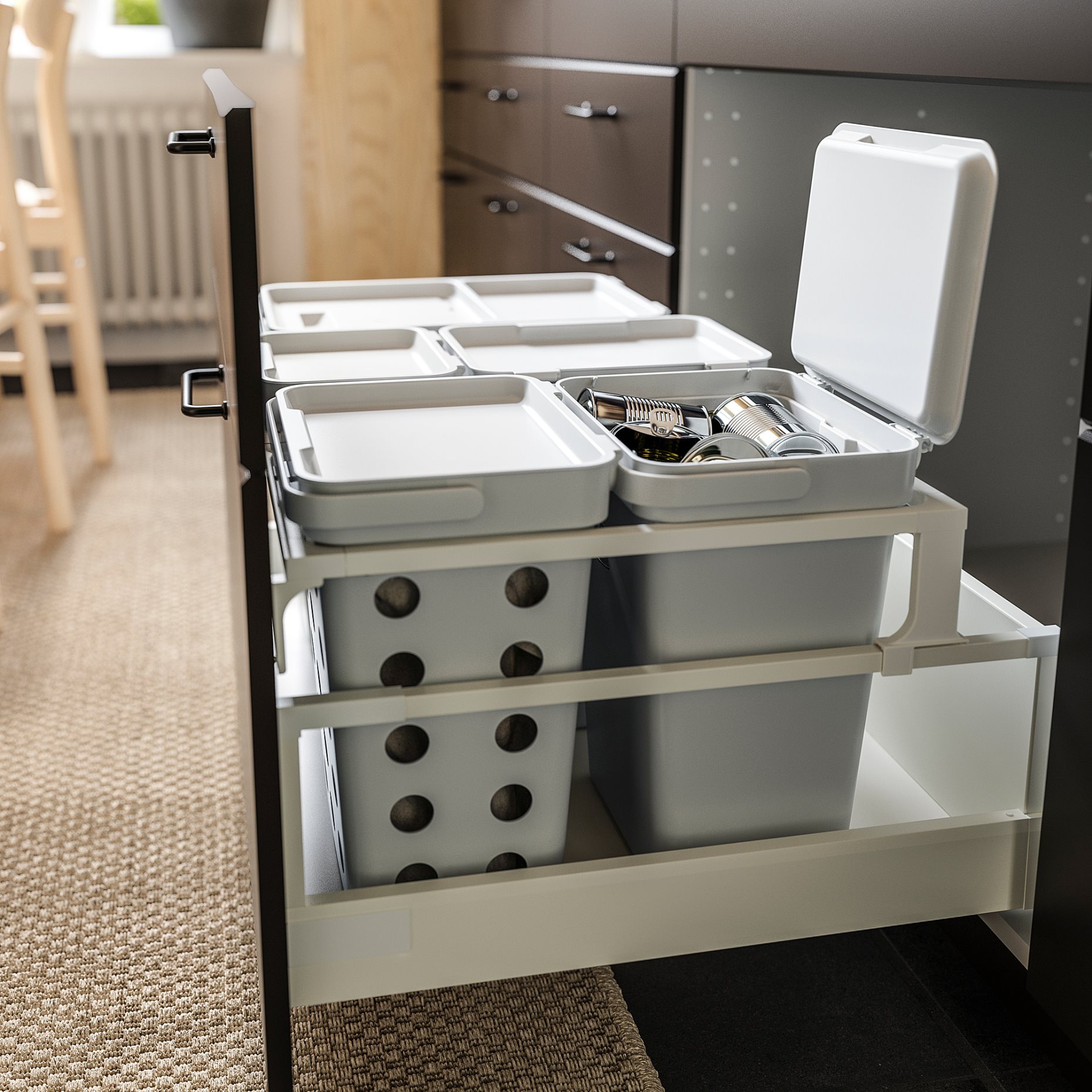 HÅLLBAR, waste sorting solution for METOD kitchen drawer ventilated, 42 l, 293.088.29