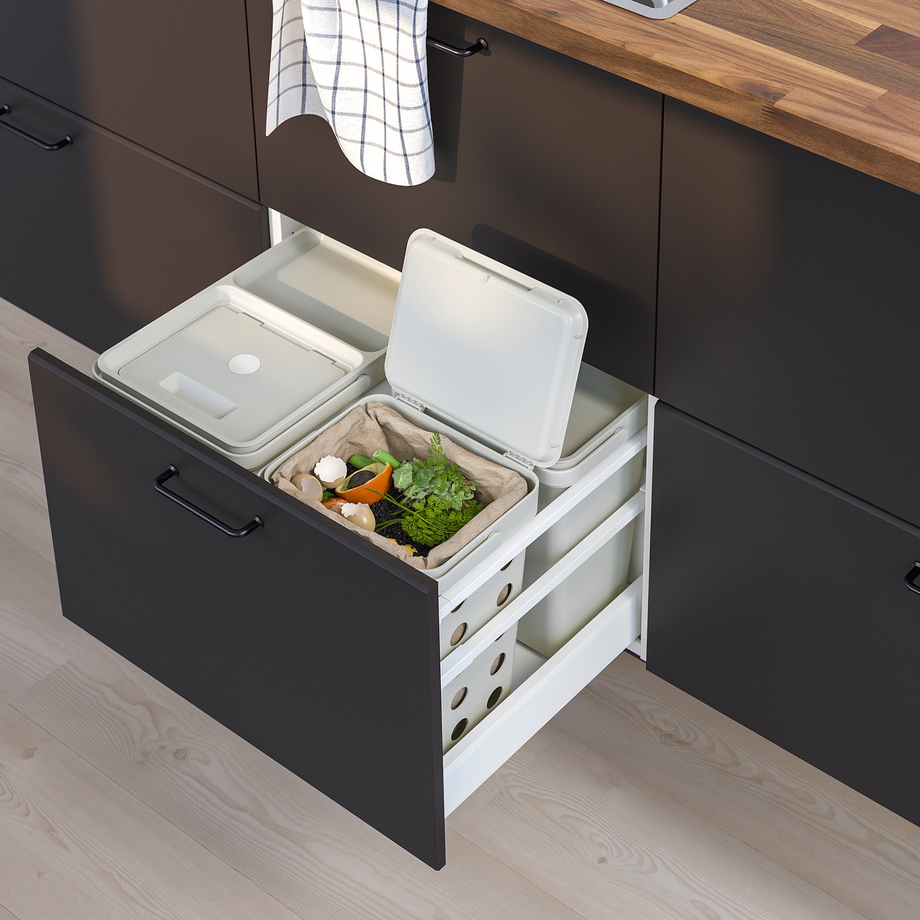 HÅLLBAR, waste sorting solution for METOD kitchen drawer ventilated, 42 l, 293.088.29