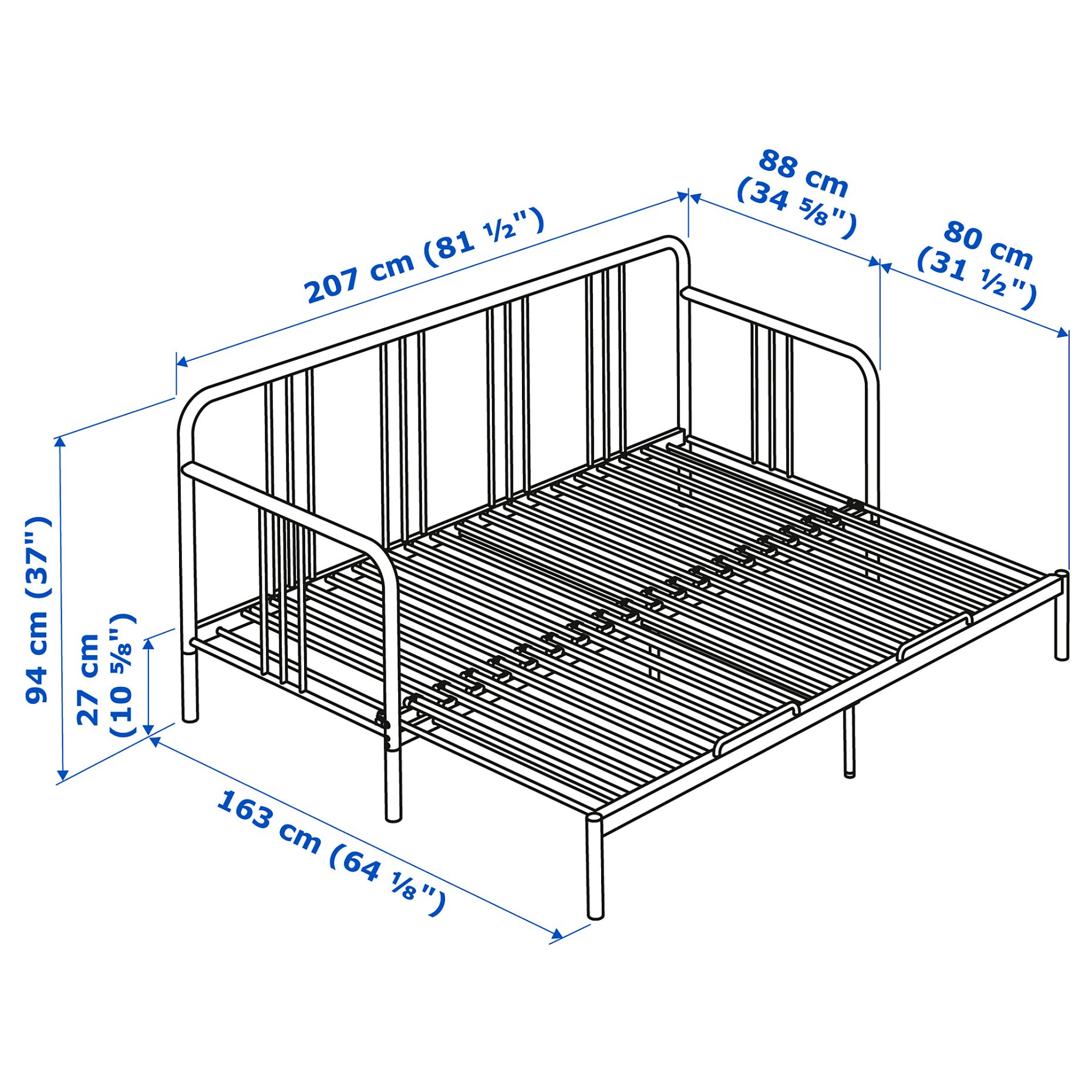 FYRESDAL, day-bed with 2 mattresses, 80x200 cm, 293.909.61