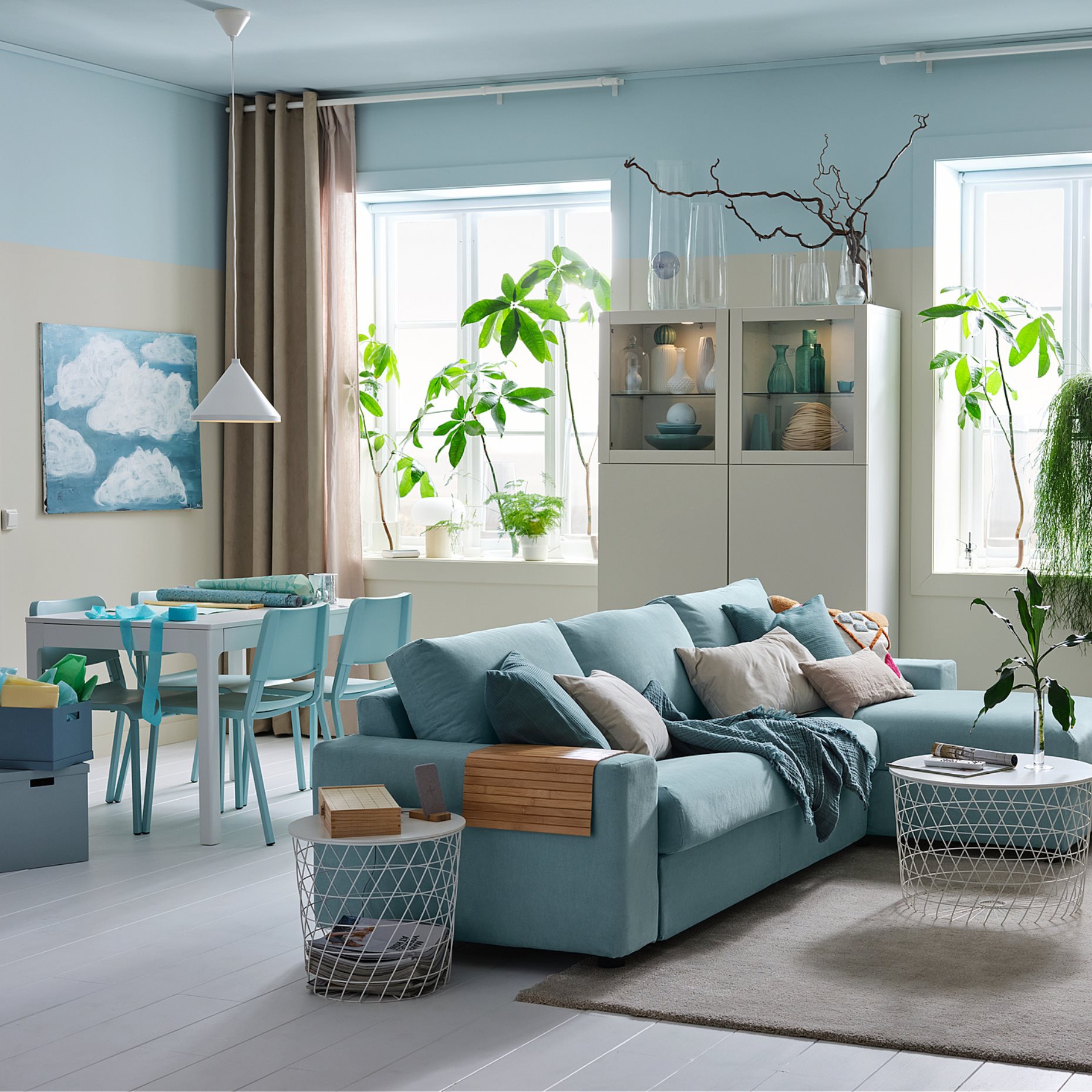 VIMLE, τριθέσιος καναπές με σεζλόνγκ με πλατιά μπράτσα, 294.014.55