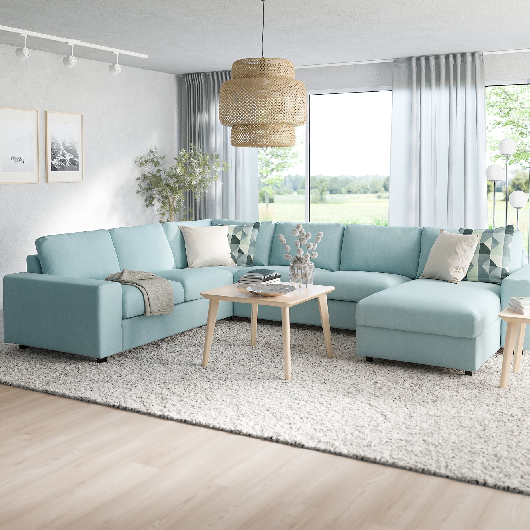 VIMLE, corner sofa, 5-seat with chaise longue with wide armrests, 294.018.27