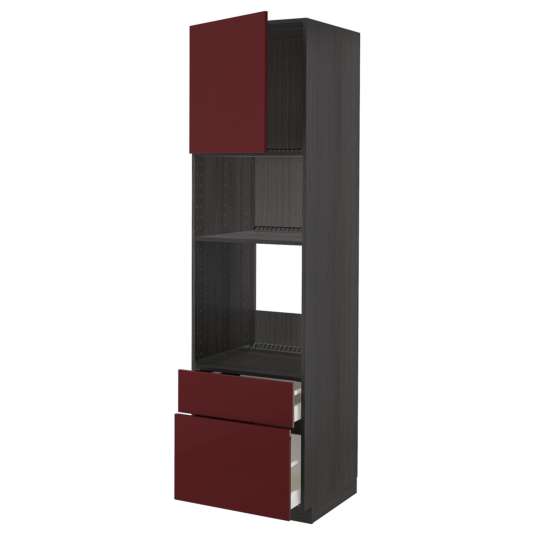 METOD/MAXIMERA, high cabinet for oven/microwave with door/2 drawers, 60x60x220 cm, 294.655.79