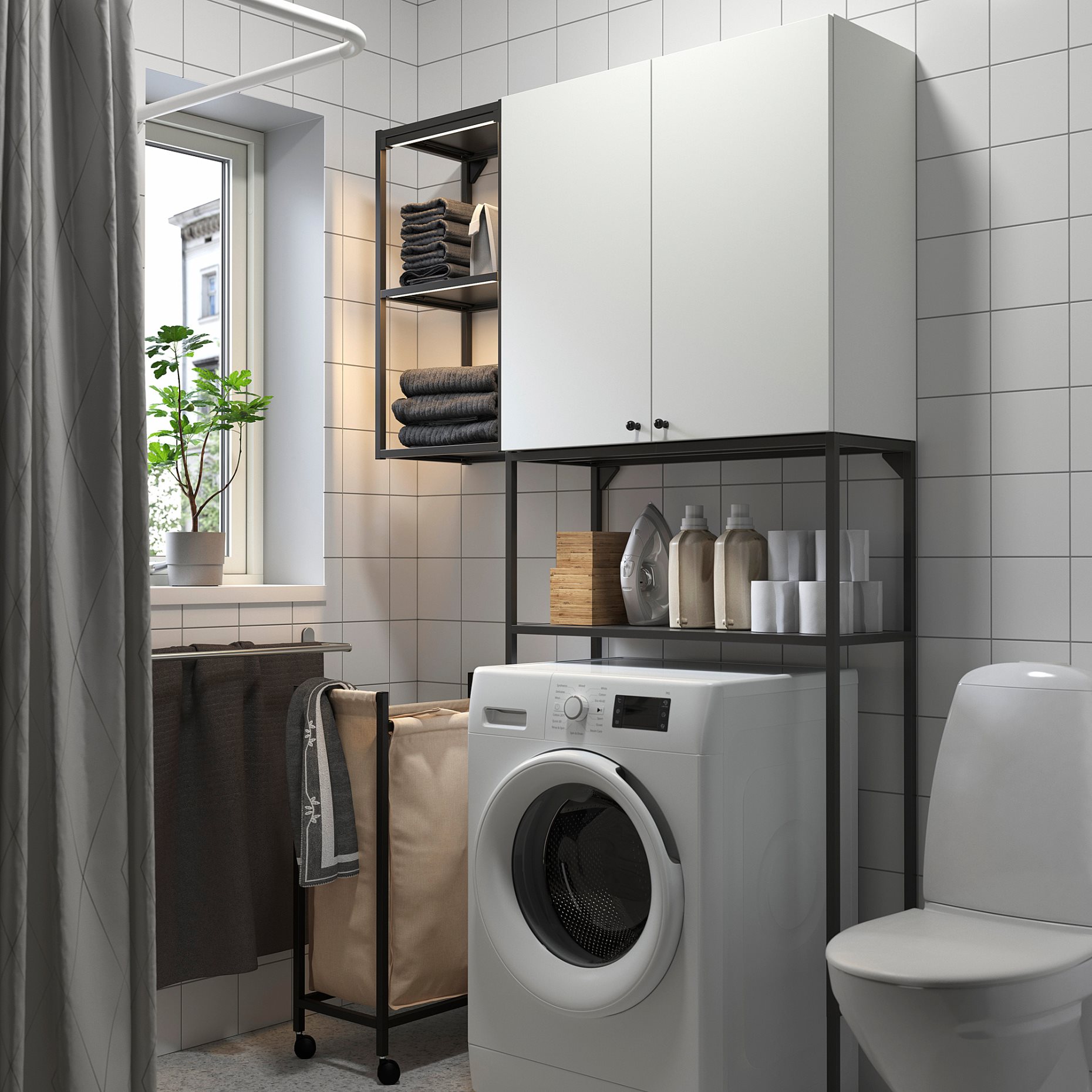 ENHET, σύνθεση αποθήκευσης για χώρο πλυντήριου, 120x32x204 cm, 294.772.66