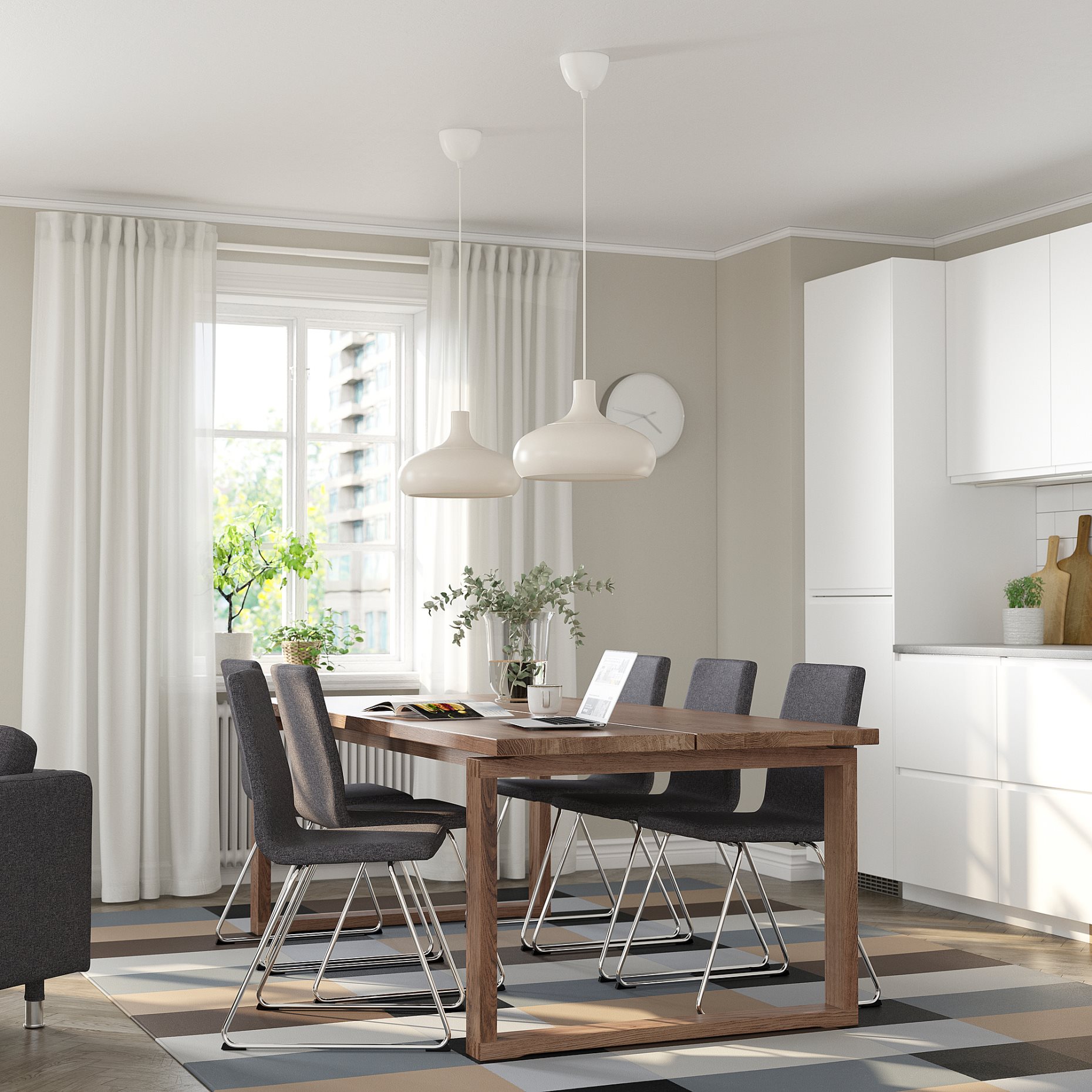 MORBYLANGA/LILLANAS, table and 6 chairs, 220x100 cm, 294.951.85