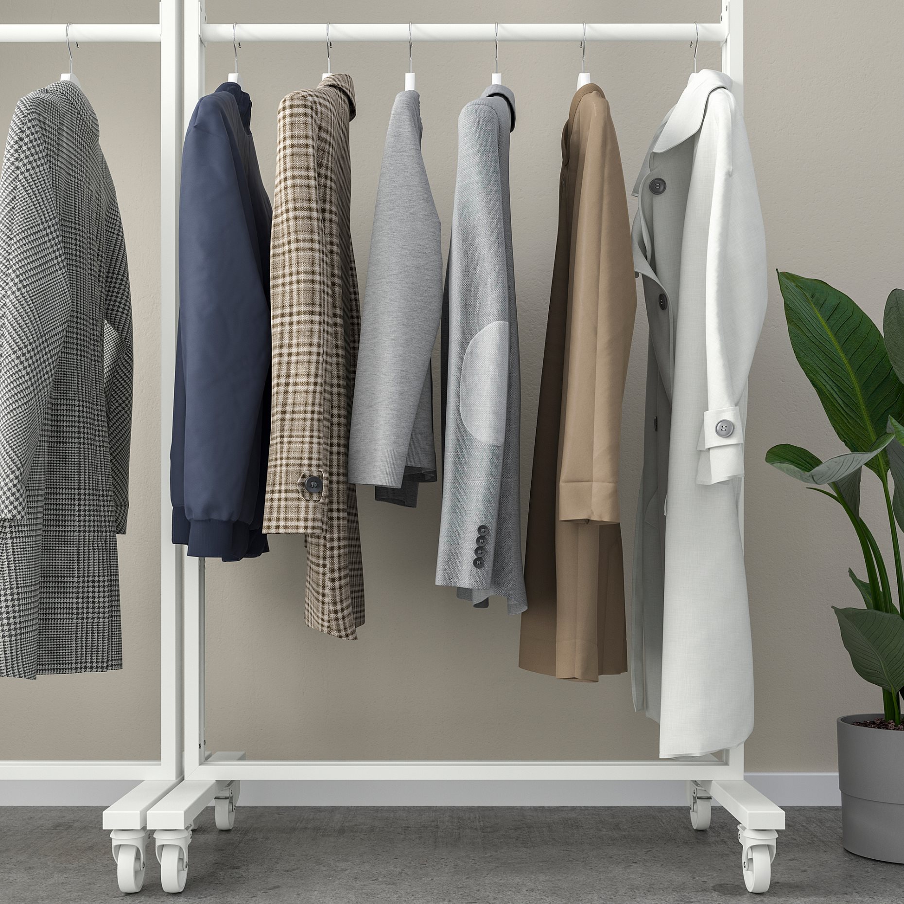 MITTZON, σκελετός με ροδάκια/ράγα ρούχων, 85x205 cm, 295.364.21