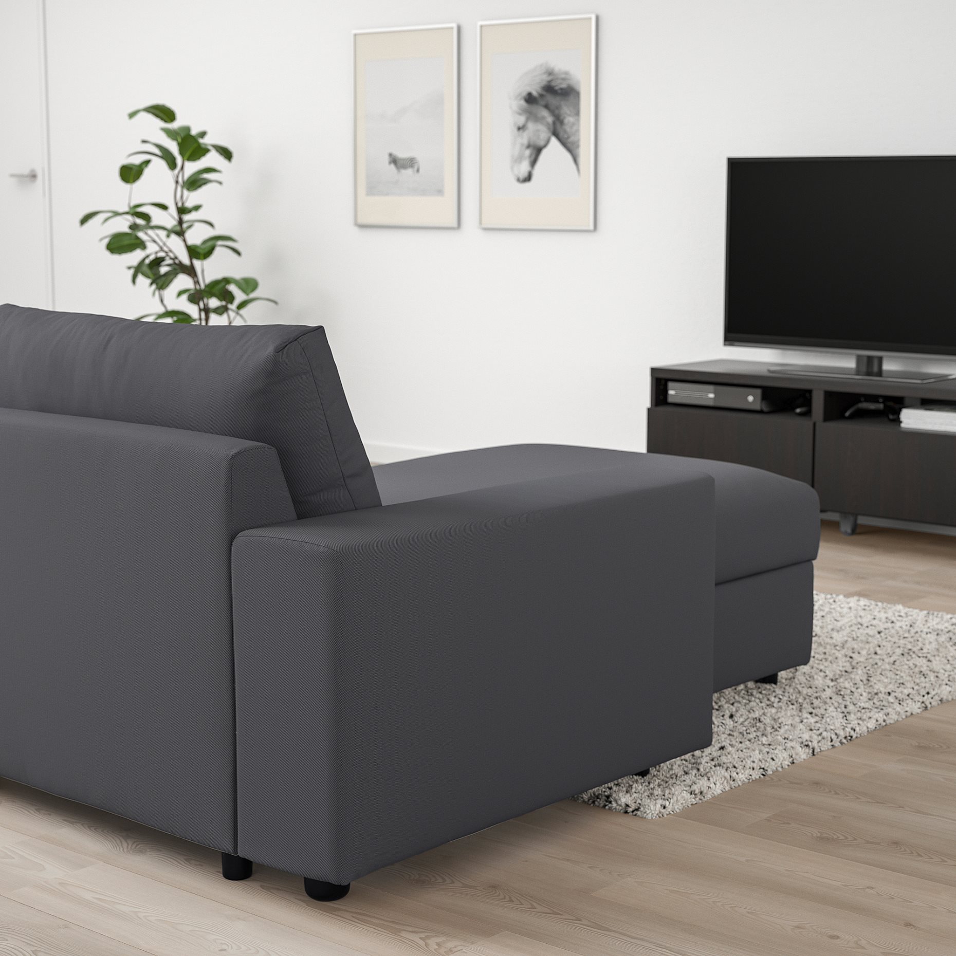 VIMLE, 3-seat sofa-bed with wide armrests and chaise longue, 295.370.86