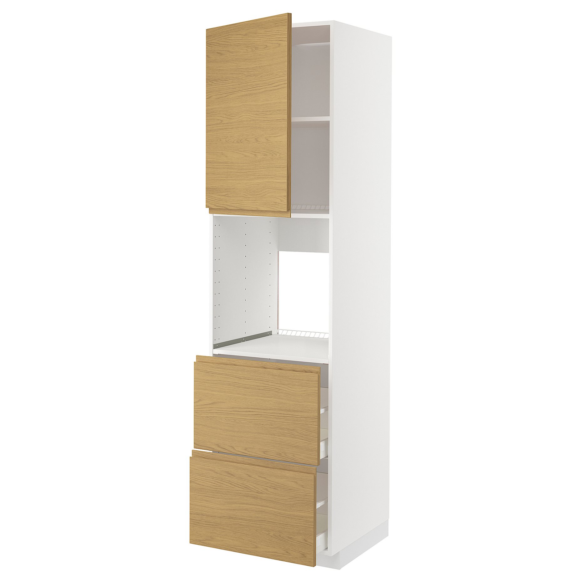 METOD, high cabinet for oven with door/2 fronts/2 high drawers, 60x60x220 cm, 295.385.14