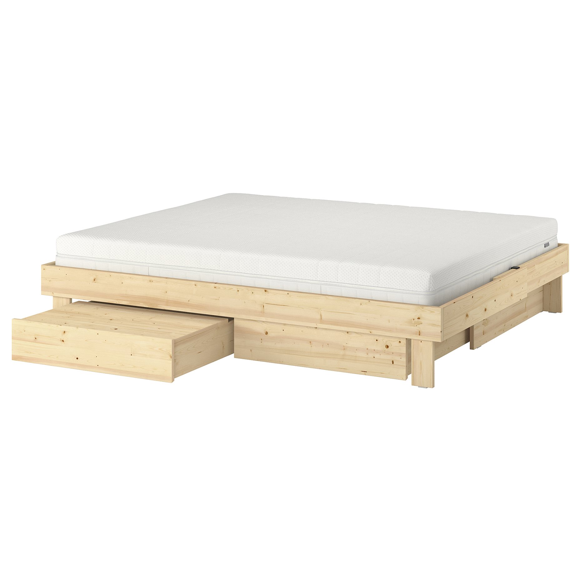 GLAMBERGET, bed frame with storage and mattress, 140x200 cm, 295.684.93