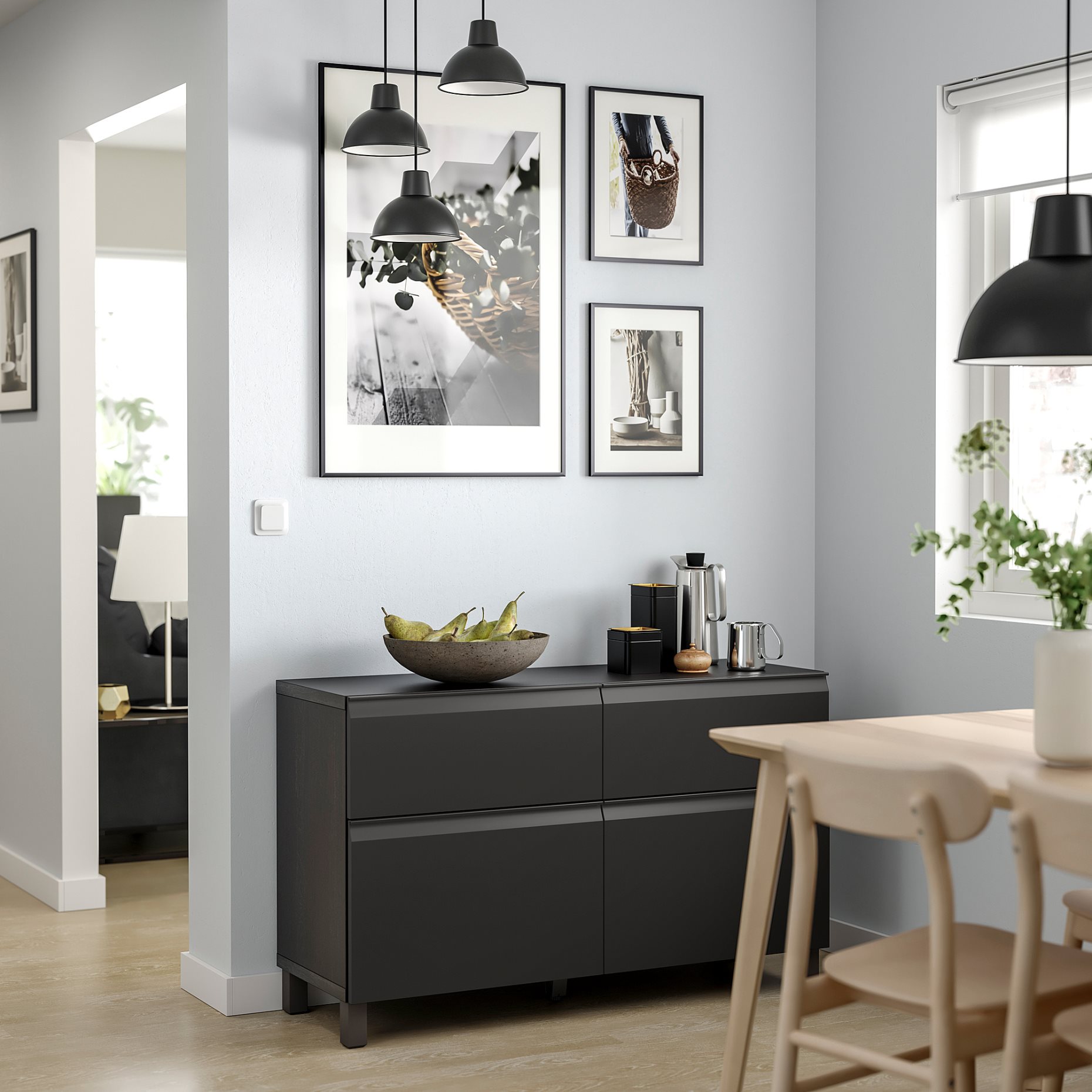 BESTÅ, σύνθεση αποθήκευσης με πόρτες/συρτάρια με μαλακό κλείσιμο, 120x42x74 cm, 295.693.36