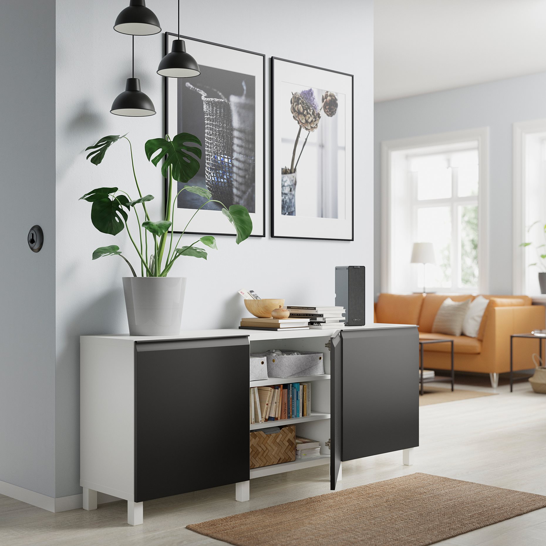 BESTÅ, σύνθεση αποθήκευσης με πόρτες, 180x42x74 cm, 295.693.41