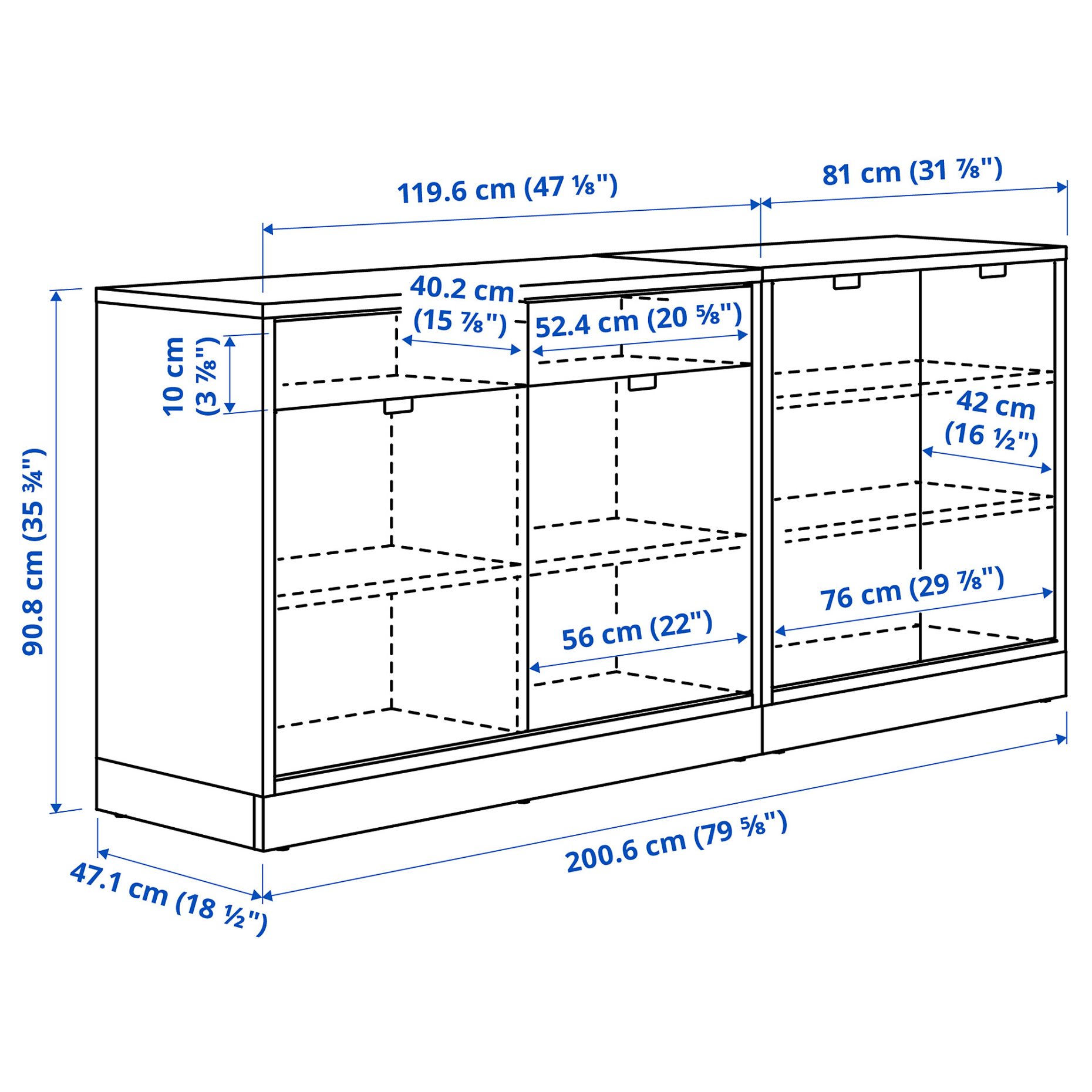 TONSTAD, σύνθεση αποθήκευσης, 201x47x91 cm, 295.717.68