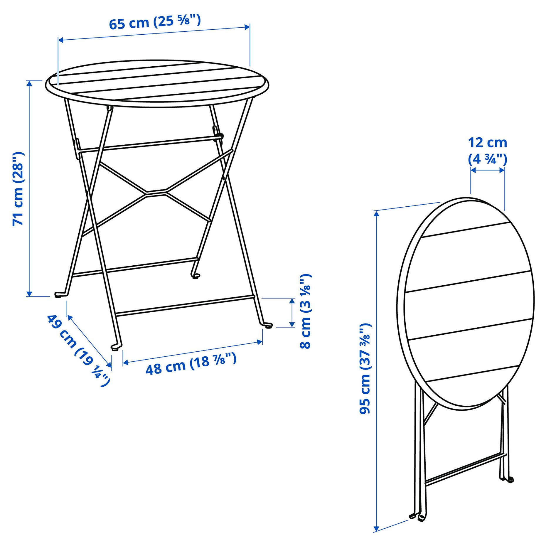 SUNDSÖ, table and 2 folding chairs/outdoor, 65 cm, 295.732.63