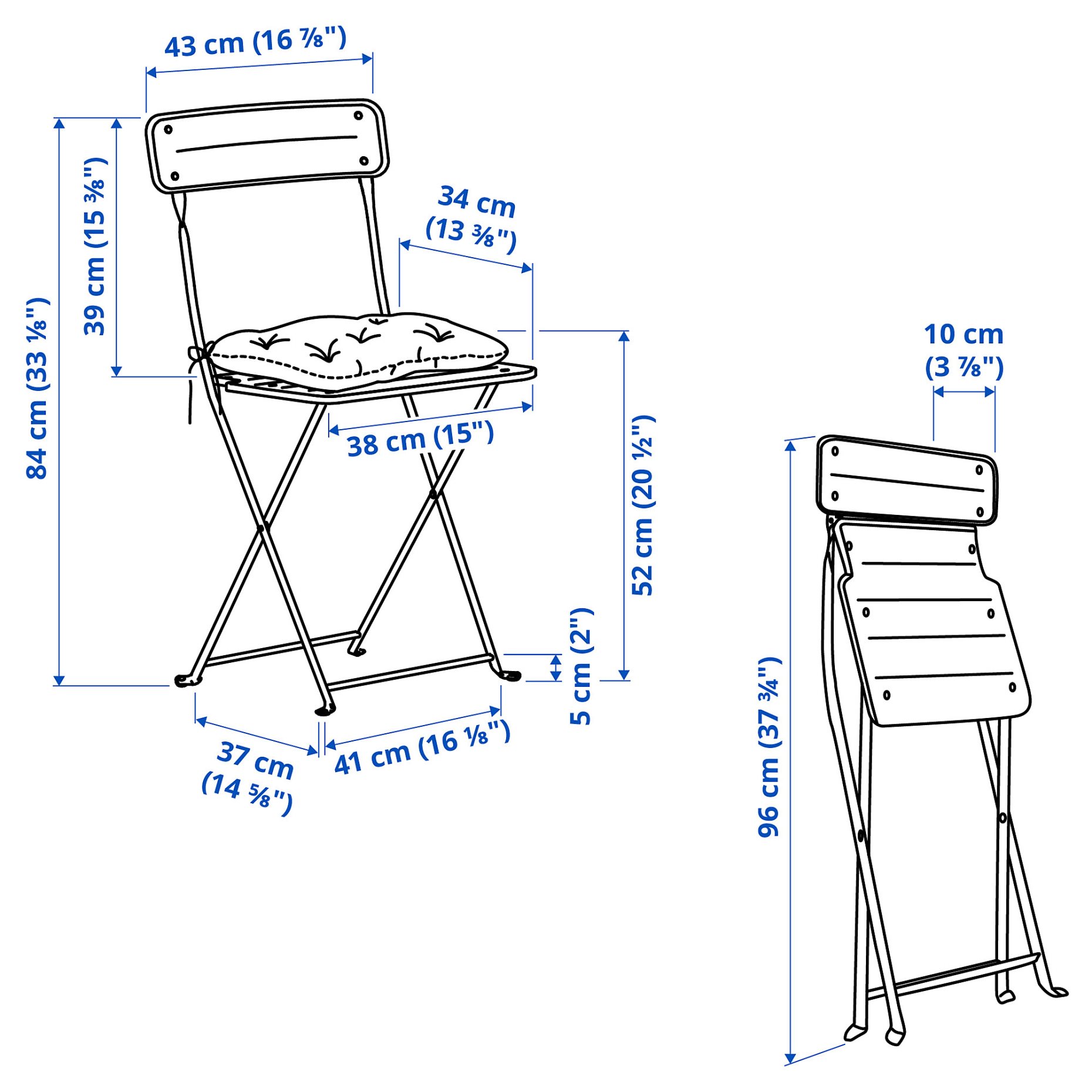 SUNDSÖ, table and 2 folding chairs/outdoor, 65 cm, 295.732.63