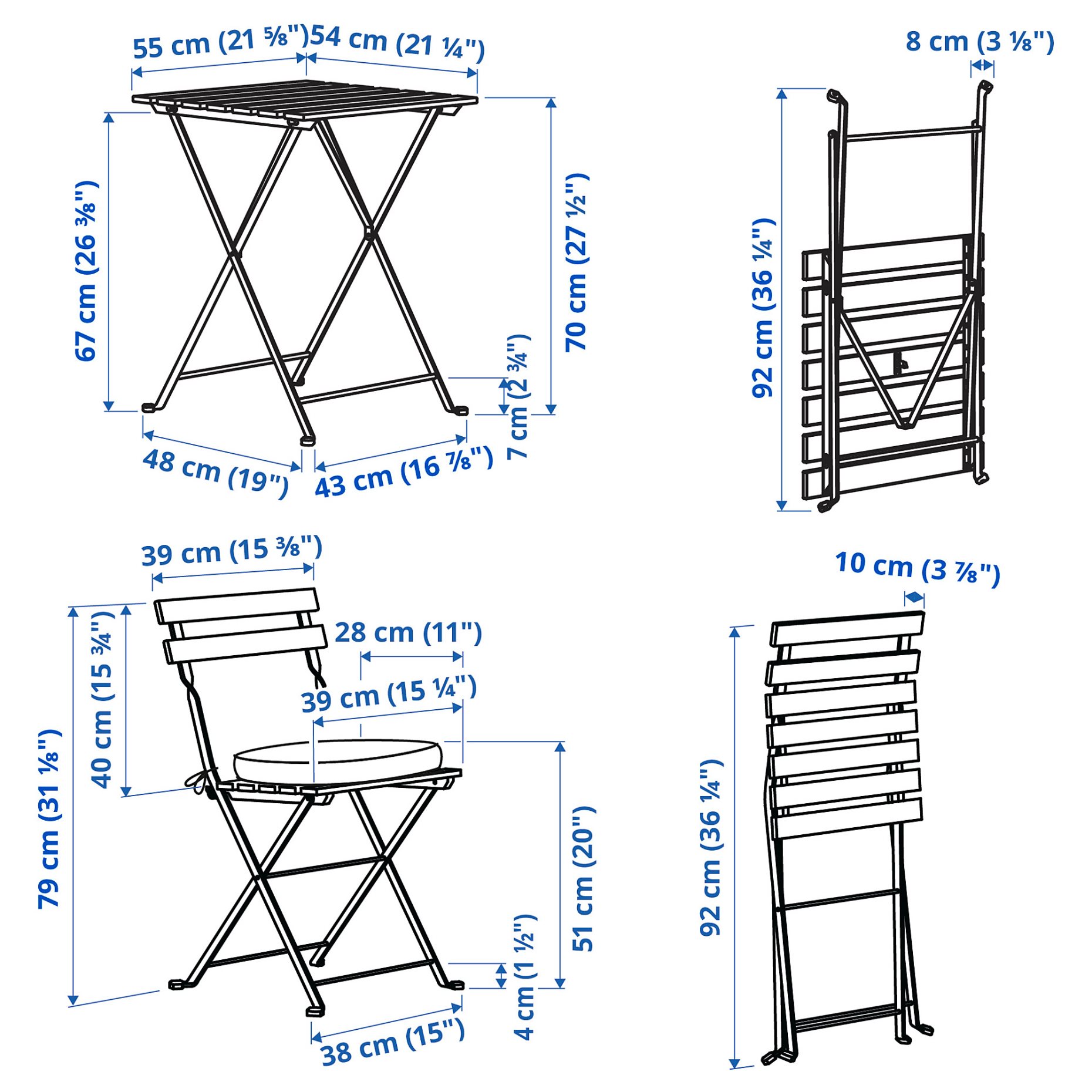 TÄRNÖ, table and 2 chairs/foldable/outdoor, 55x54 cm, 295.753.42