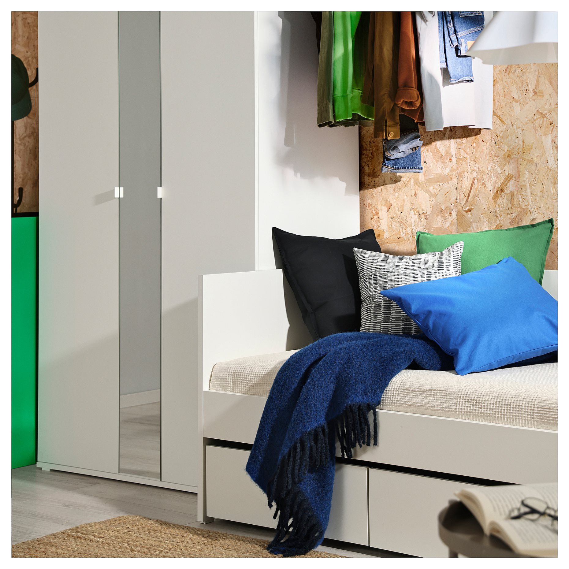 VIHALS, κρεβάτι επισκέπτη day bed με αποθήκευση και 1 στρώμα, 80x200 cm, 295.805.84