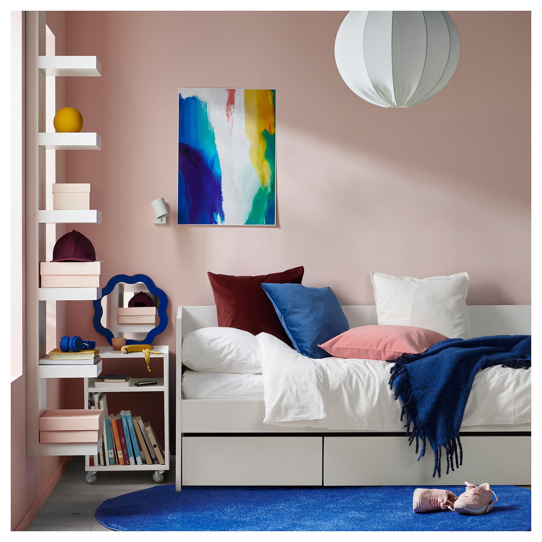 VIHALS, κρεβάτι επισκέπτη day bed με αποθήκευση και 1 στρώμα, 80x200 cm, 295.805.84