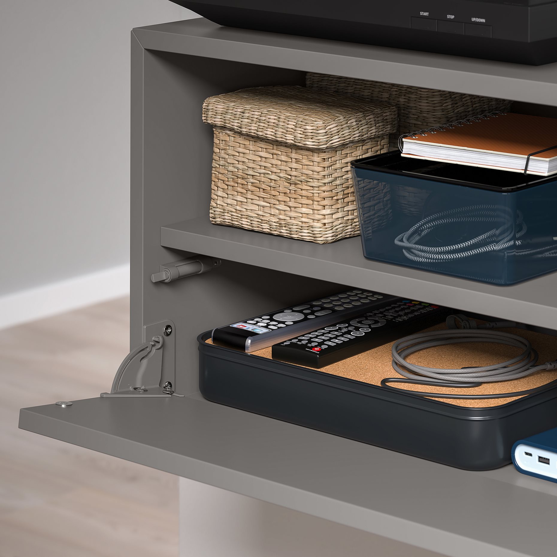 EKET, ράφι τοίχου πολυμέσων με ράγα ανάρτησης, 70x35x35 cm, 295.809.75